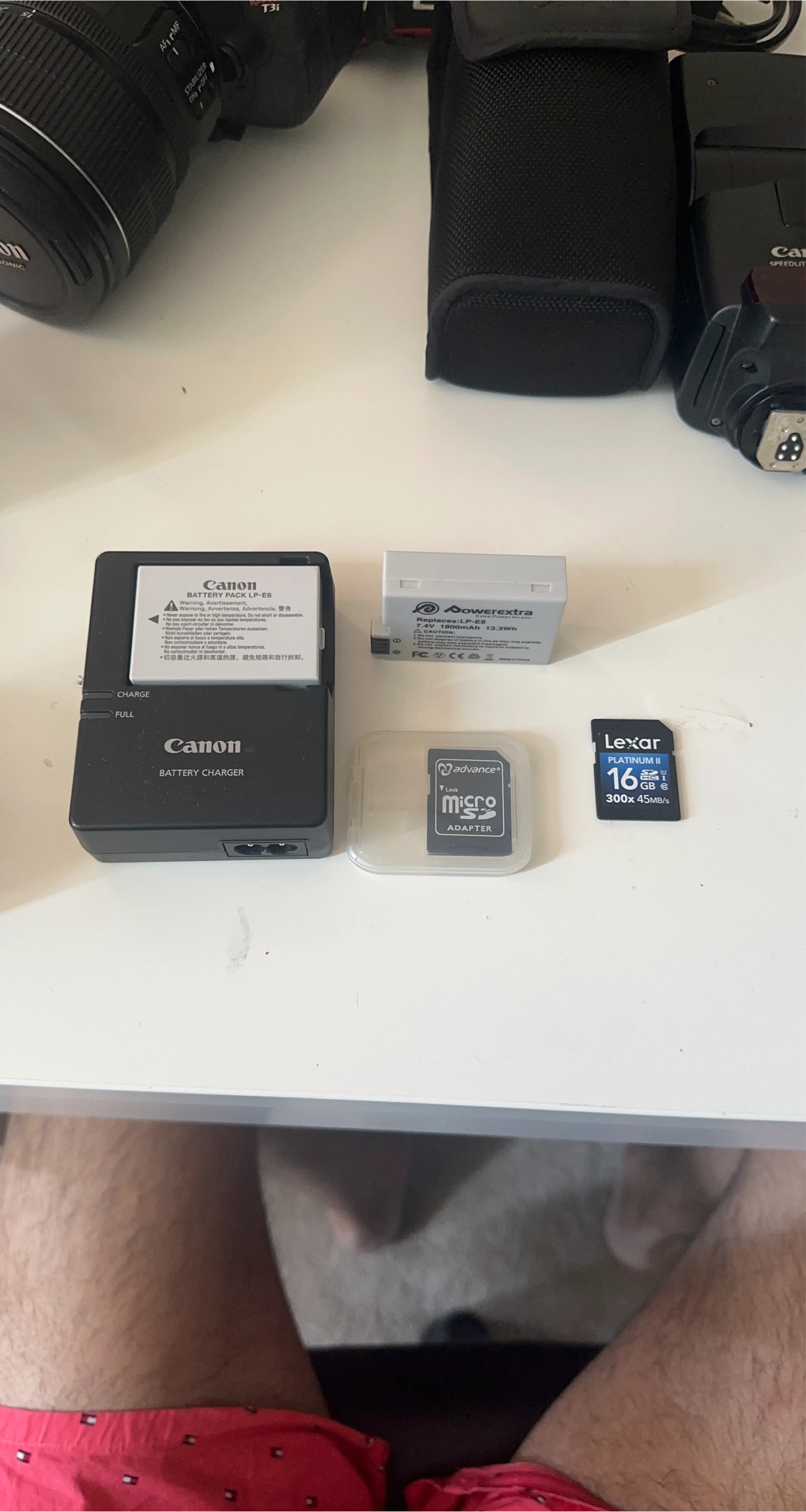 Canon LP-E8 Battery Charger with Battery, and Lexar SD Card