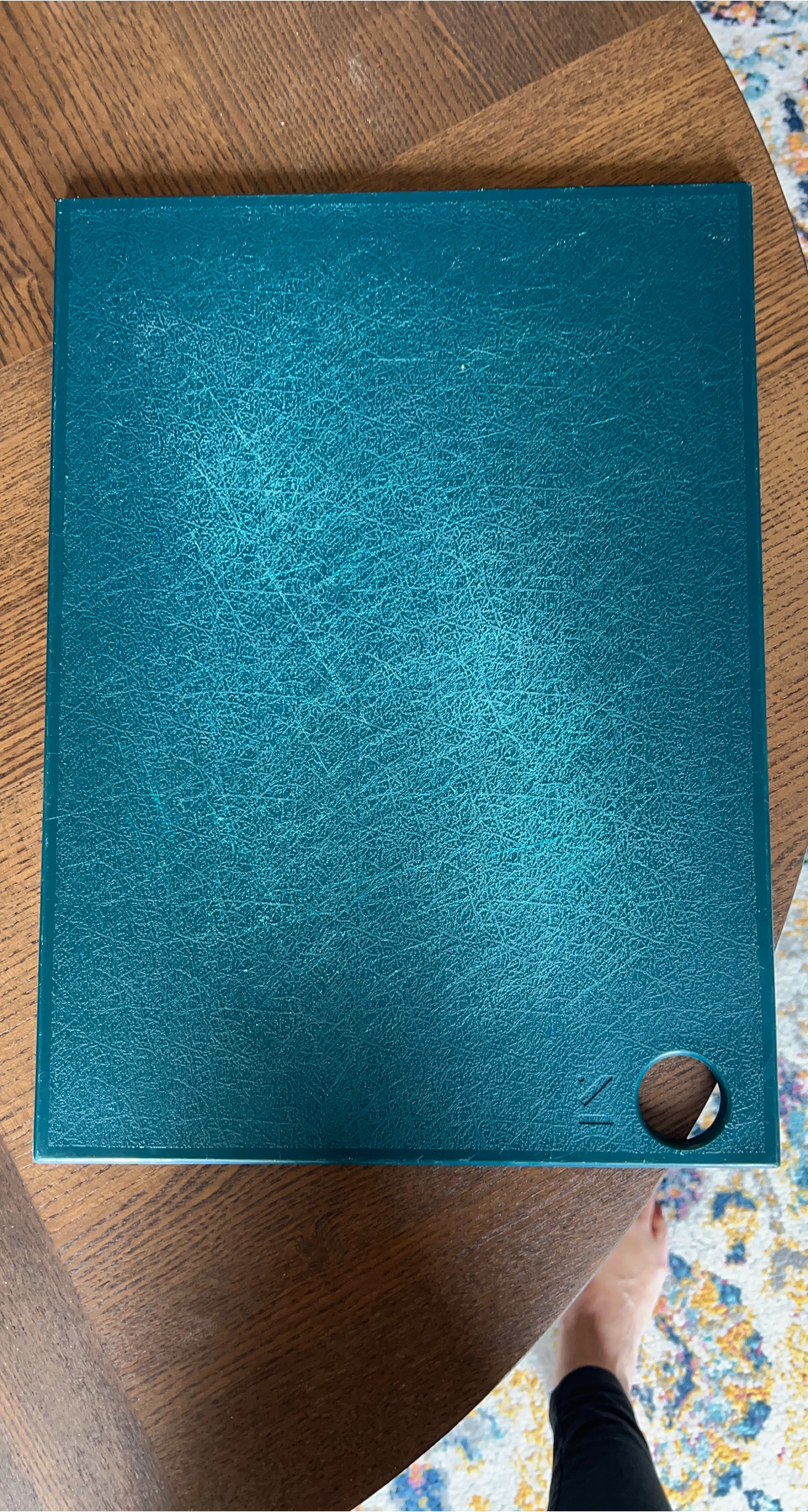 Teal Cutting Board with Hanging Hole