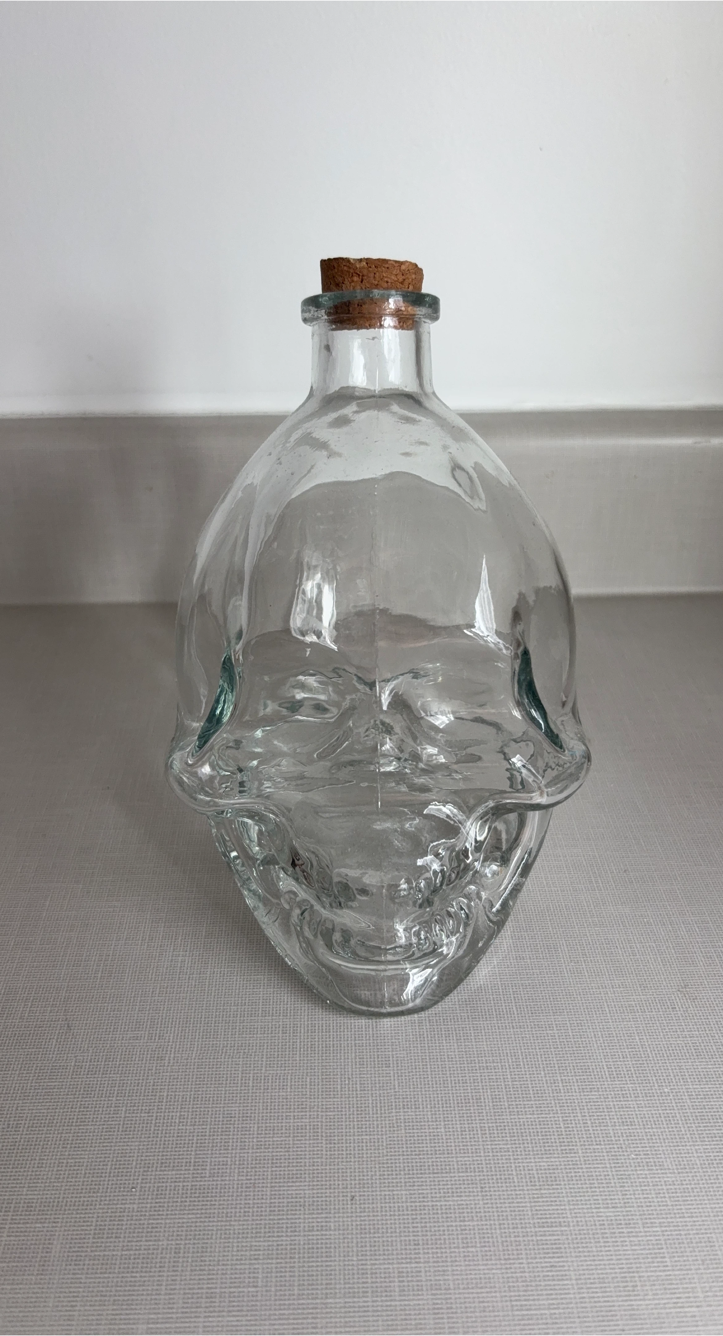 Glass Skull Bottle with Cork Stopper