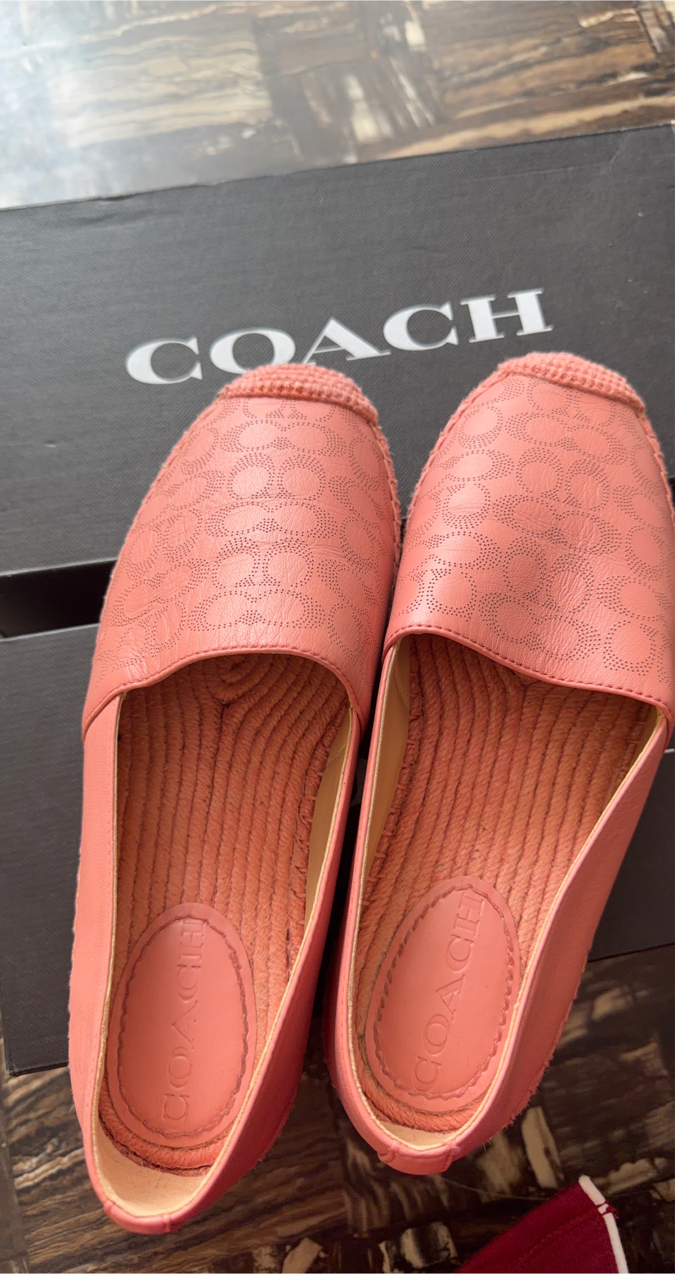 Coach Pink Leather Espadrille Flats