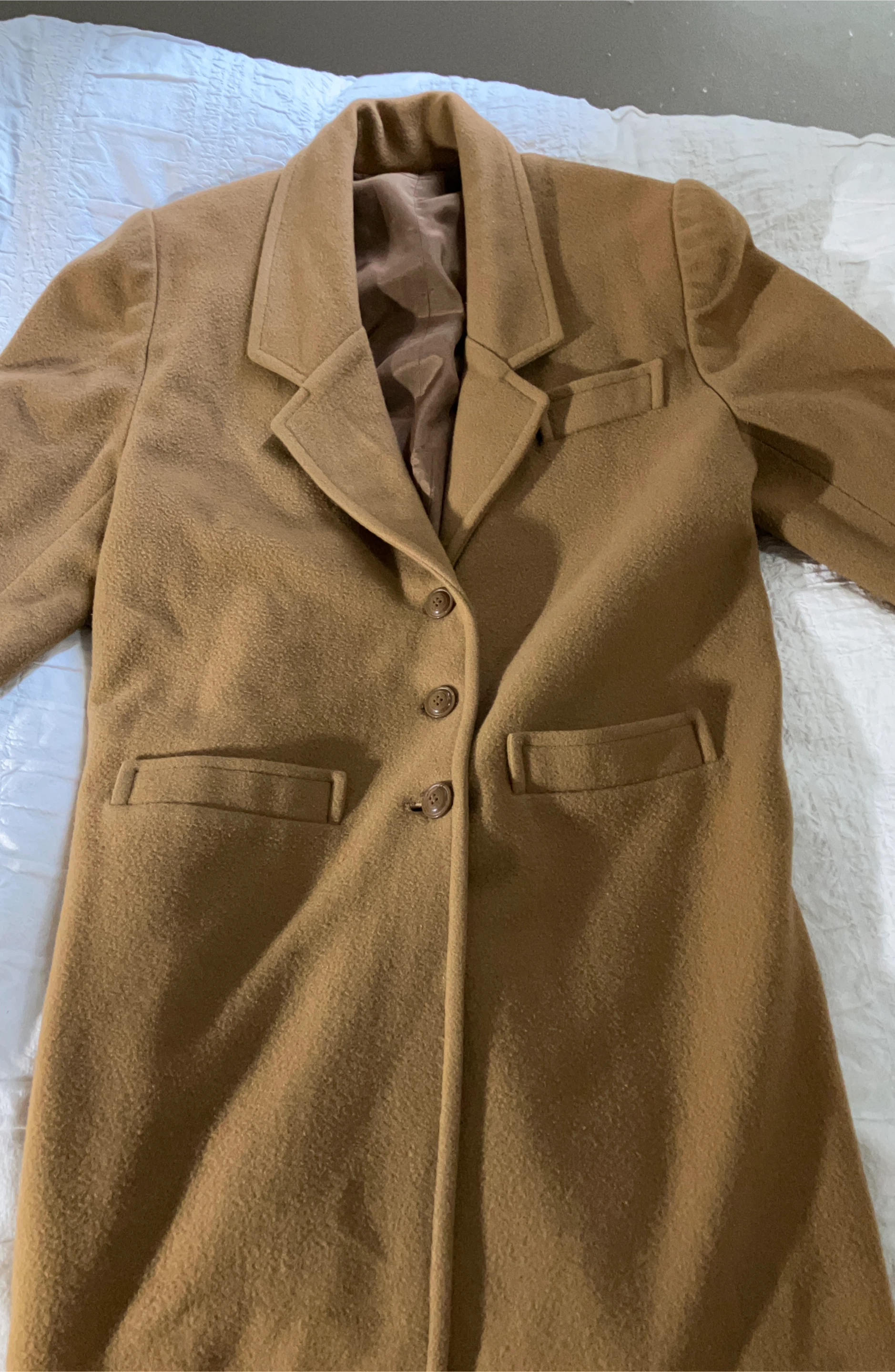 Women's Tan Wool Blend Coat
