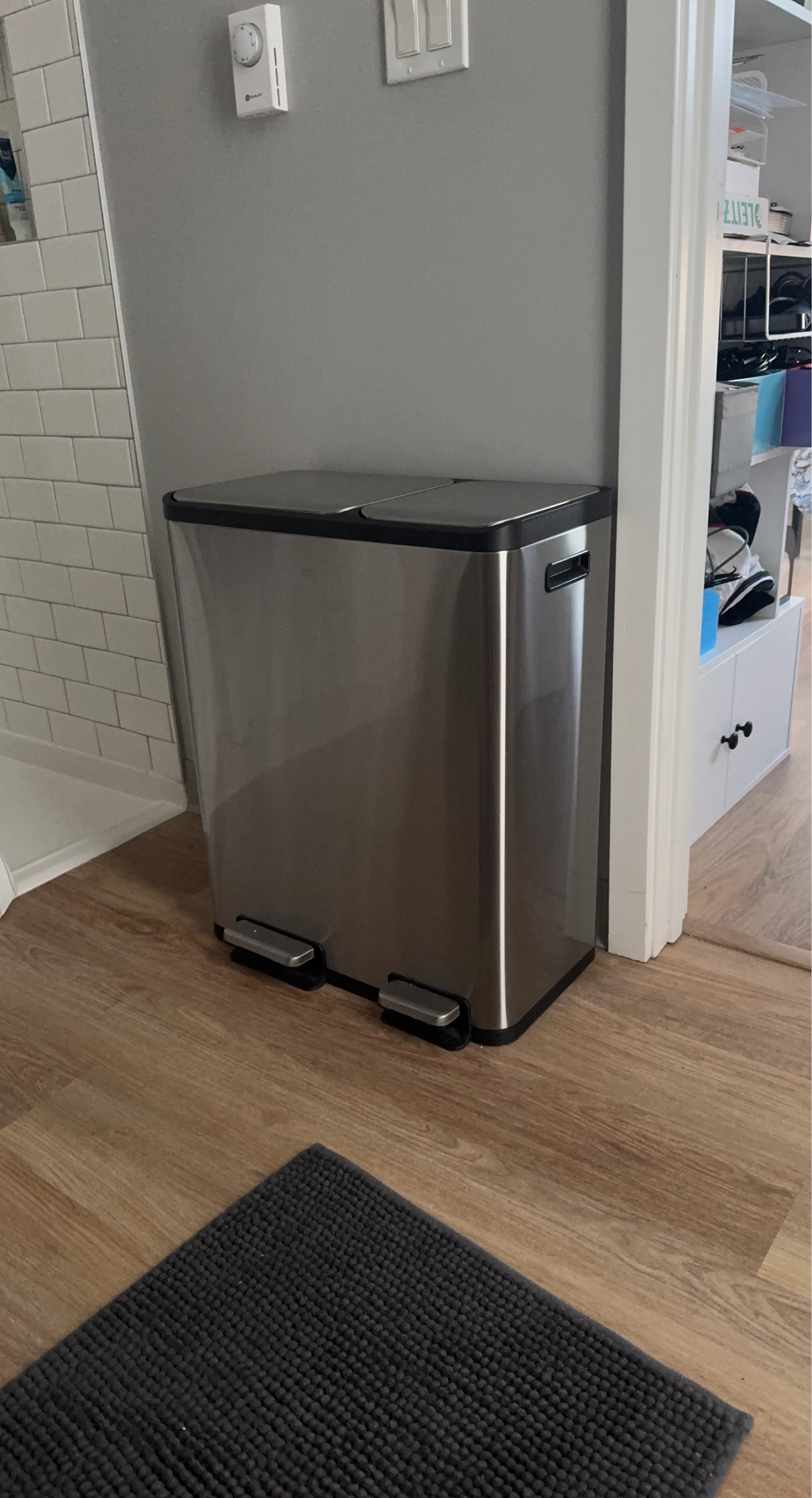 Dual Compartment Stainless Steel Step Trash Can