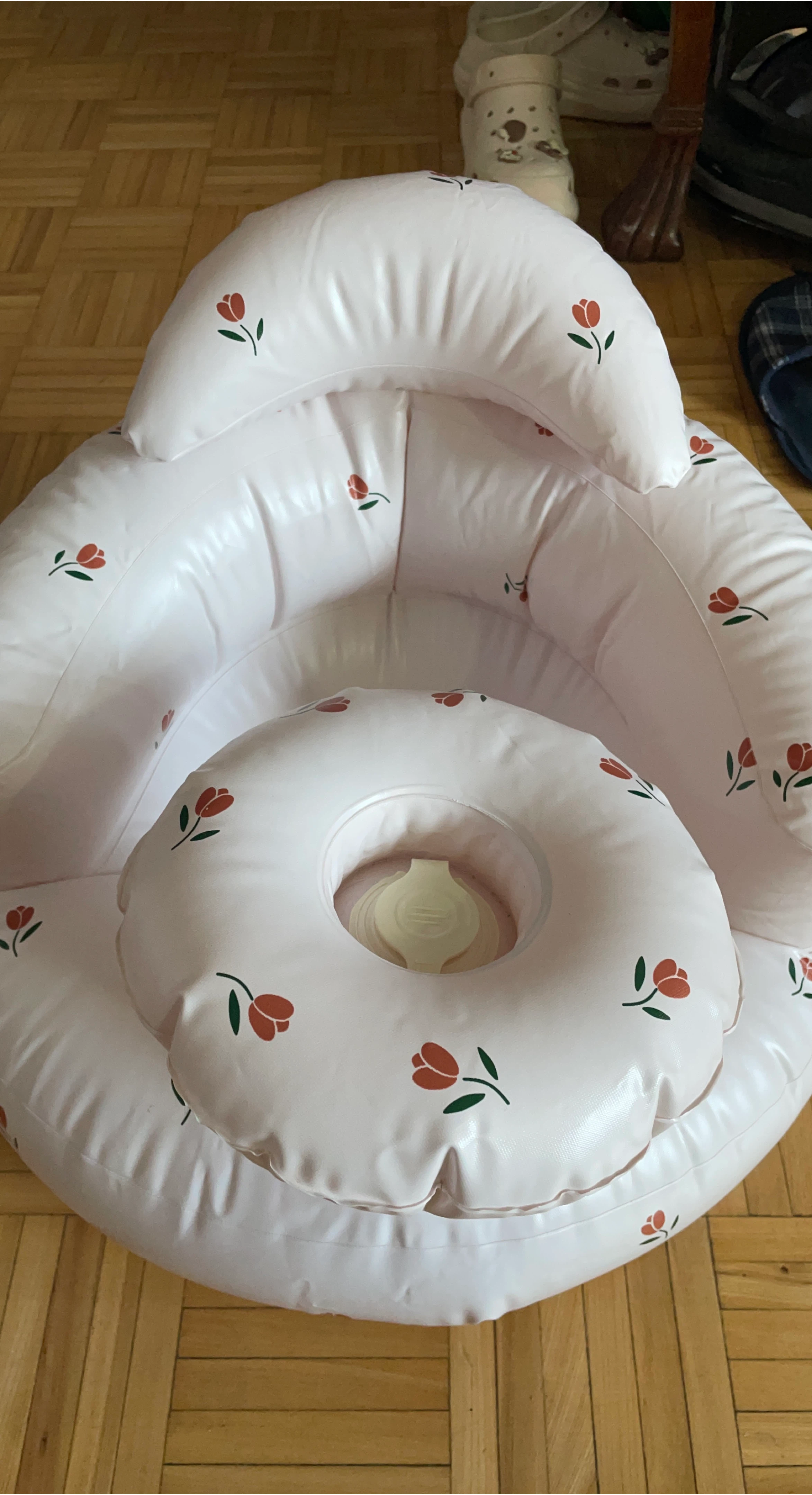 Inflatable Baby Bath Seat with Tulip Pattern