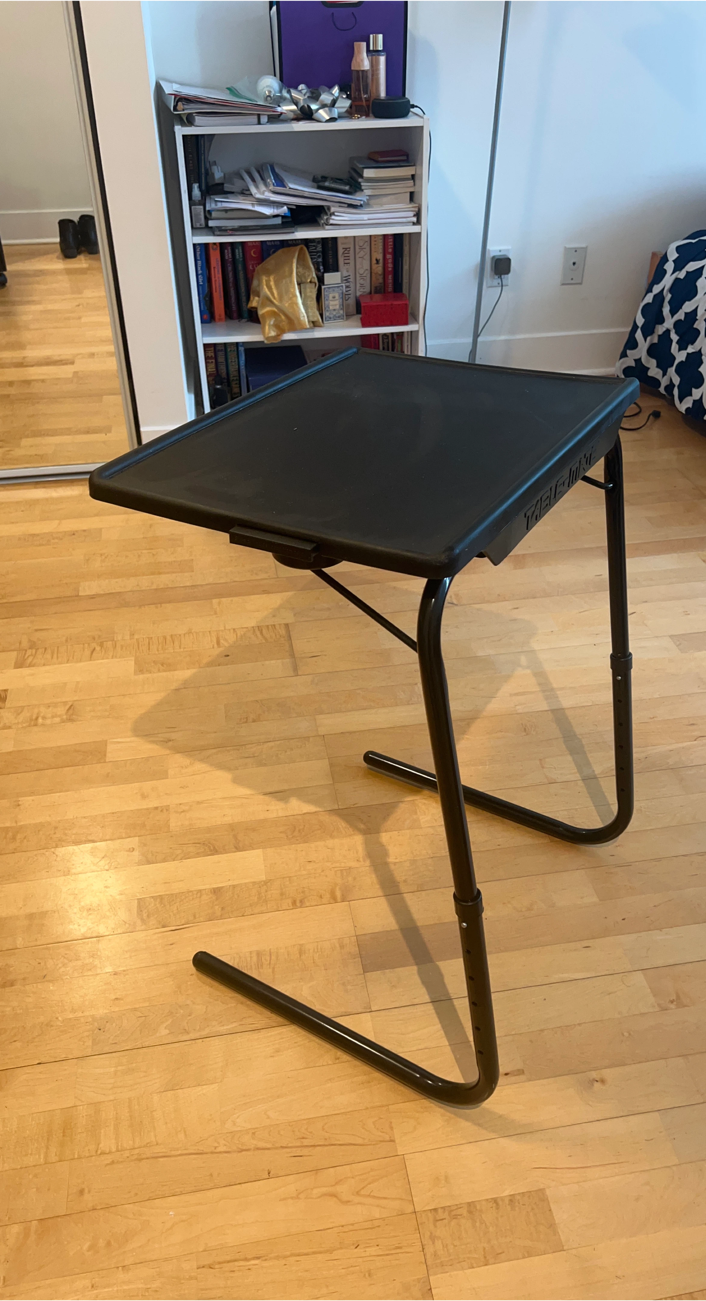Adjustable TV Tray Table with Cup Holder – Foldable, Tilting Top
