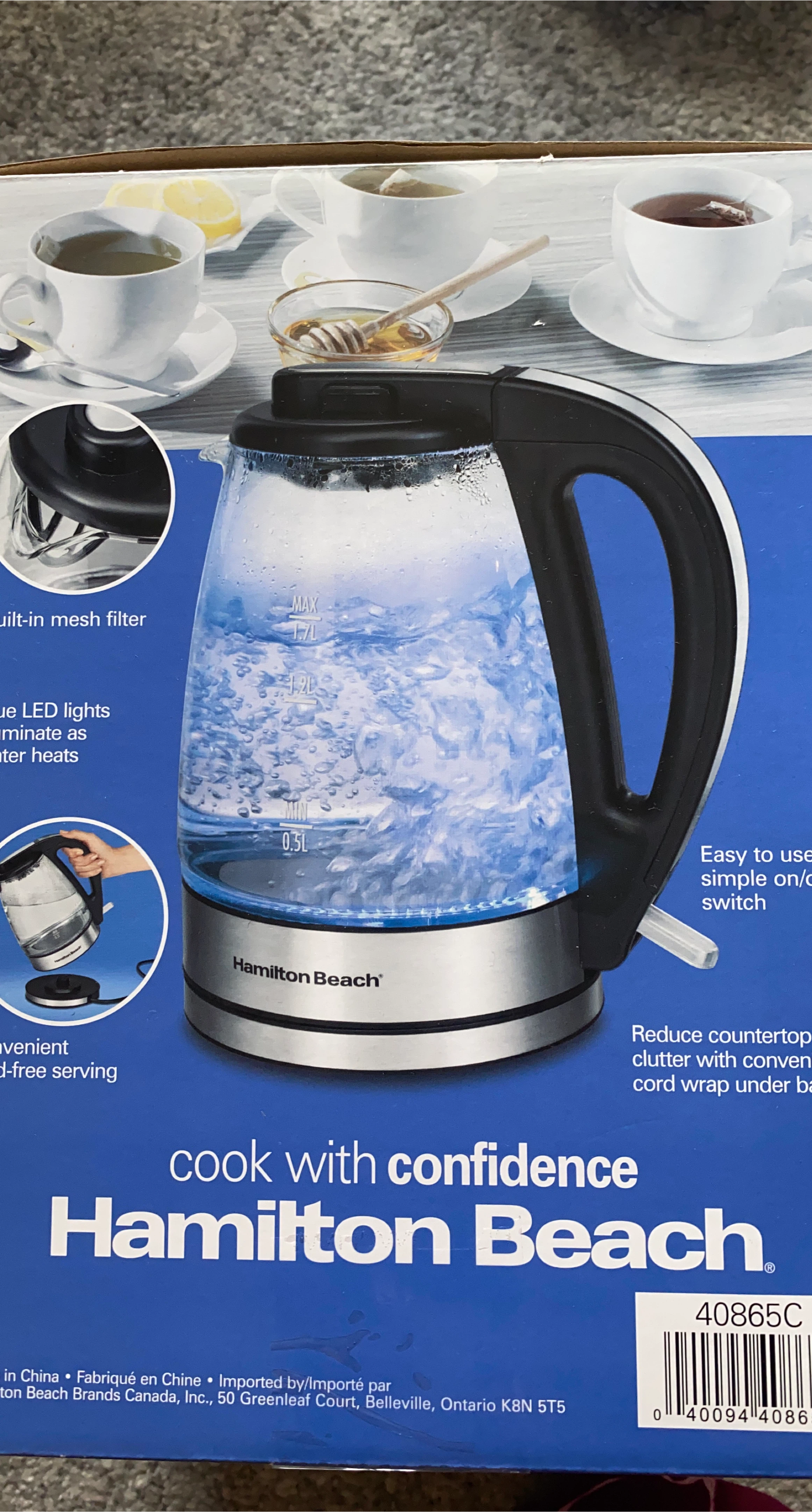 Hamilton Beach Electric Glass Kettle with Blue LED Lights