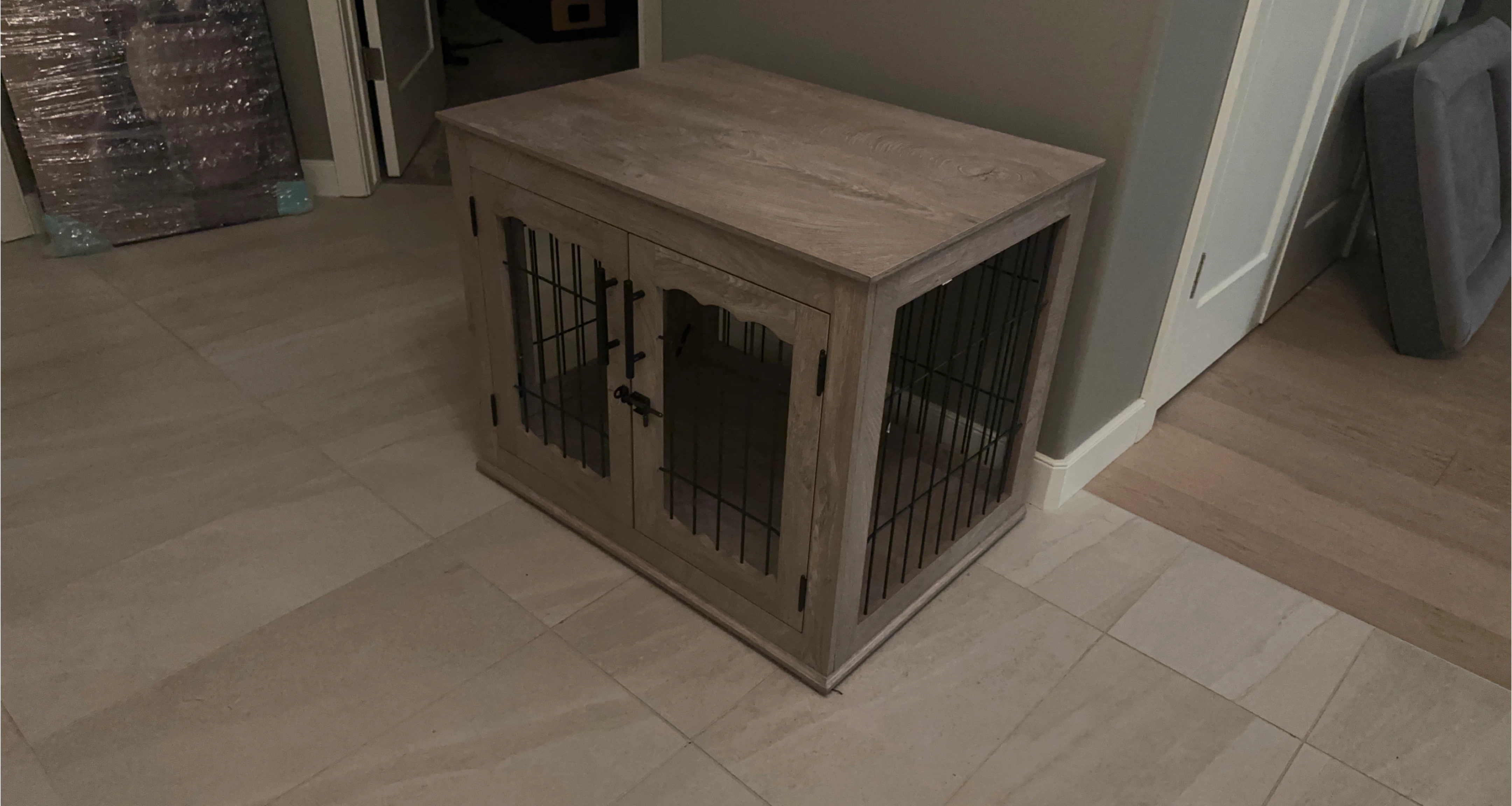 Wooden Dog Crate End Table