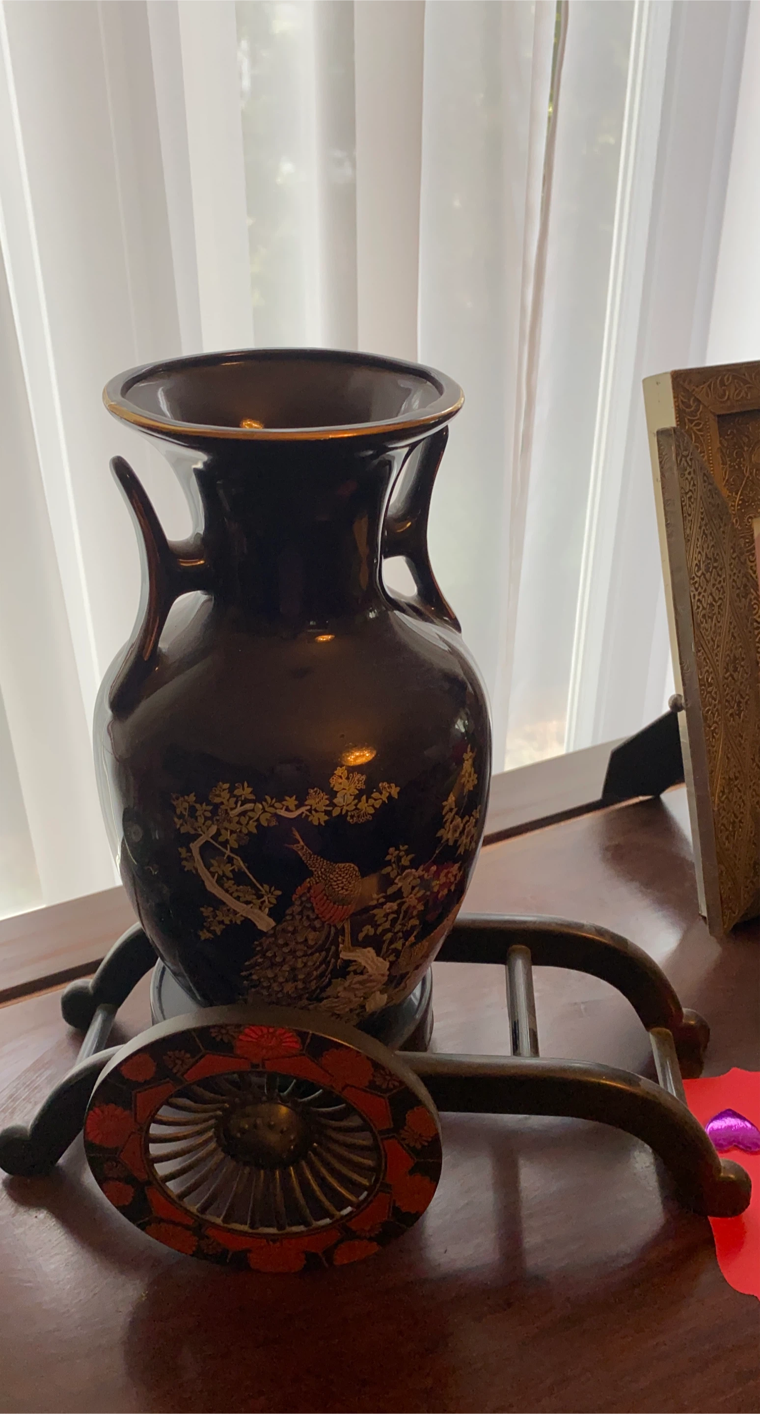 Decorative Vase with Peacock Design