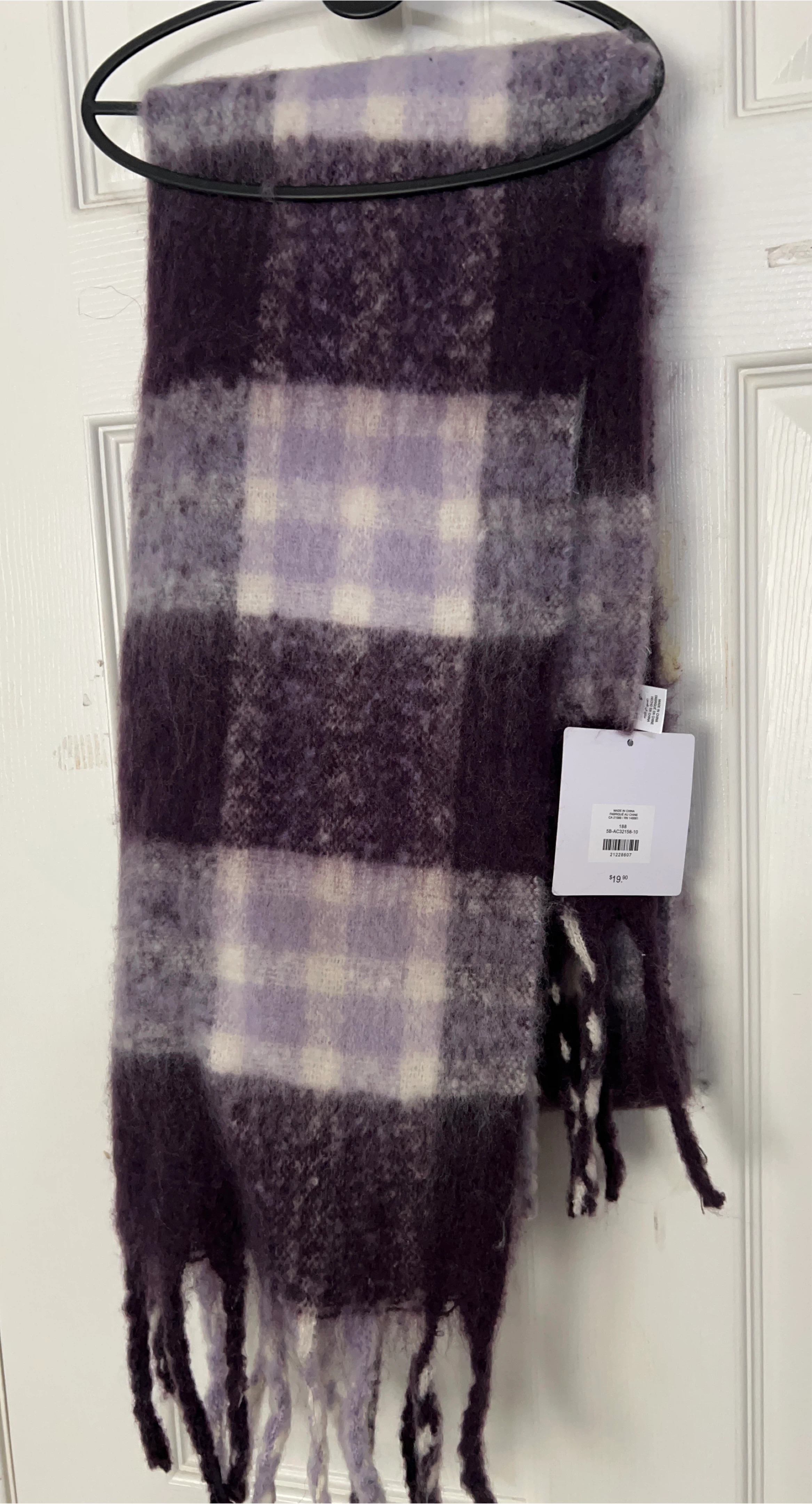 Purple Plaid Fluffy Scarf
