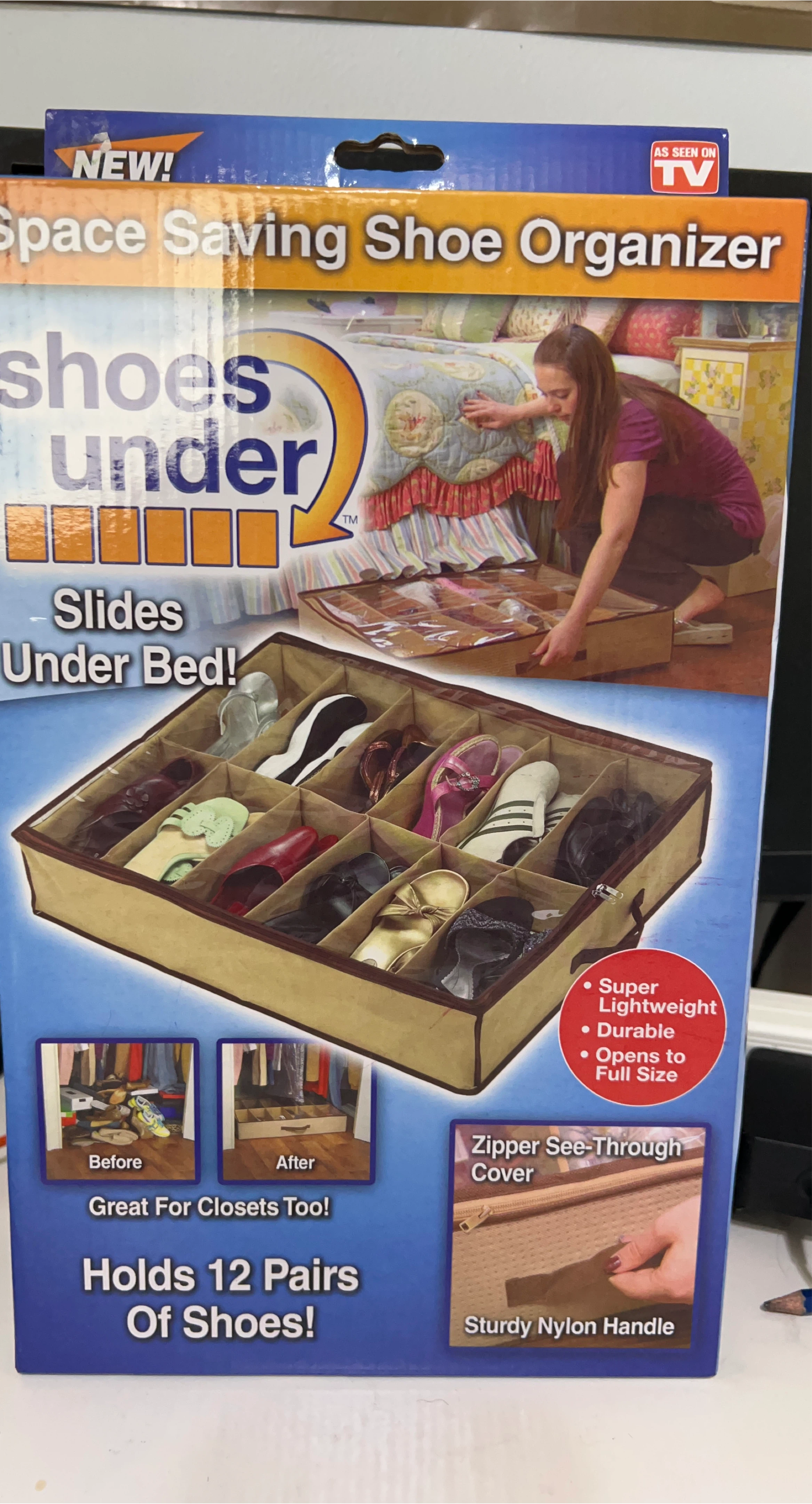 Space Saving Shoe Organizer - Holds 12 Pairs