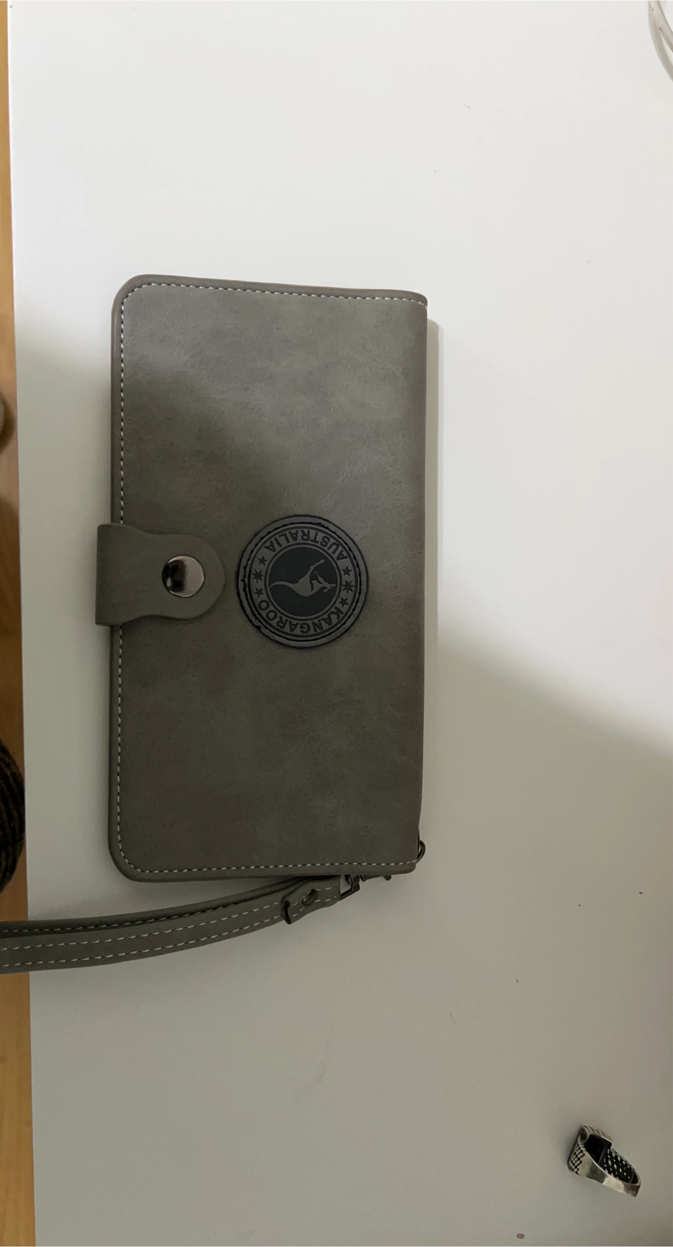 Kangaroo Australia Grey Wallet Clutch with Wrist Strap