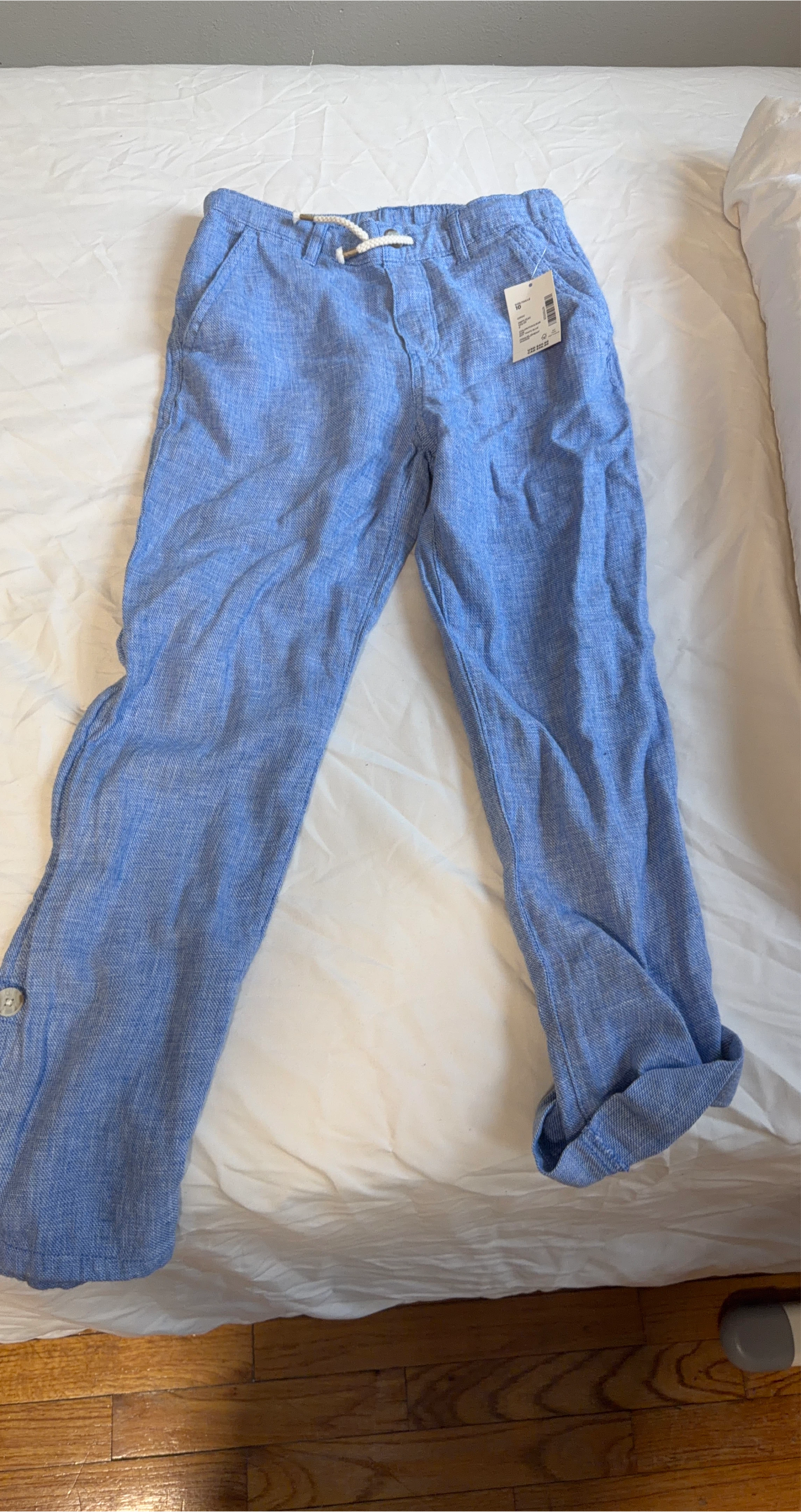 Boys Blue Linen Blend Pants Size 10