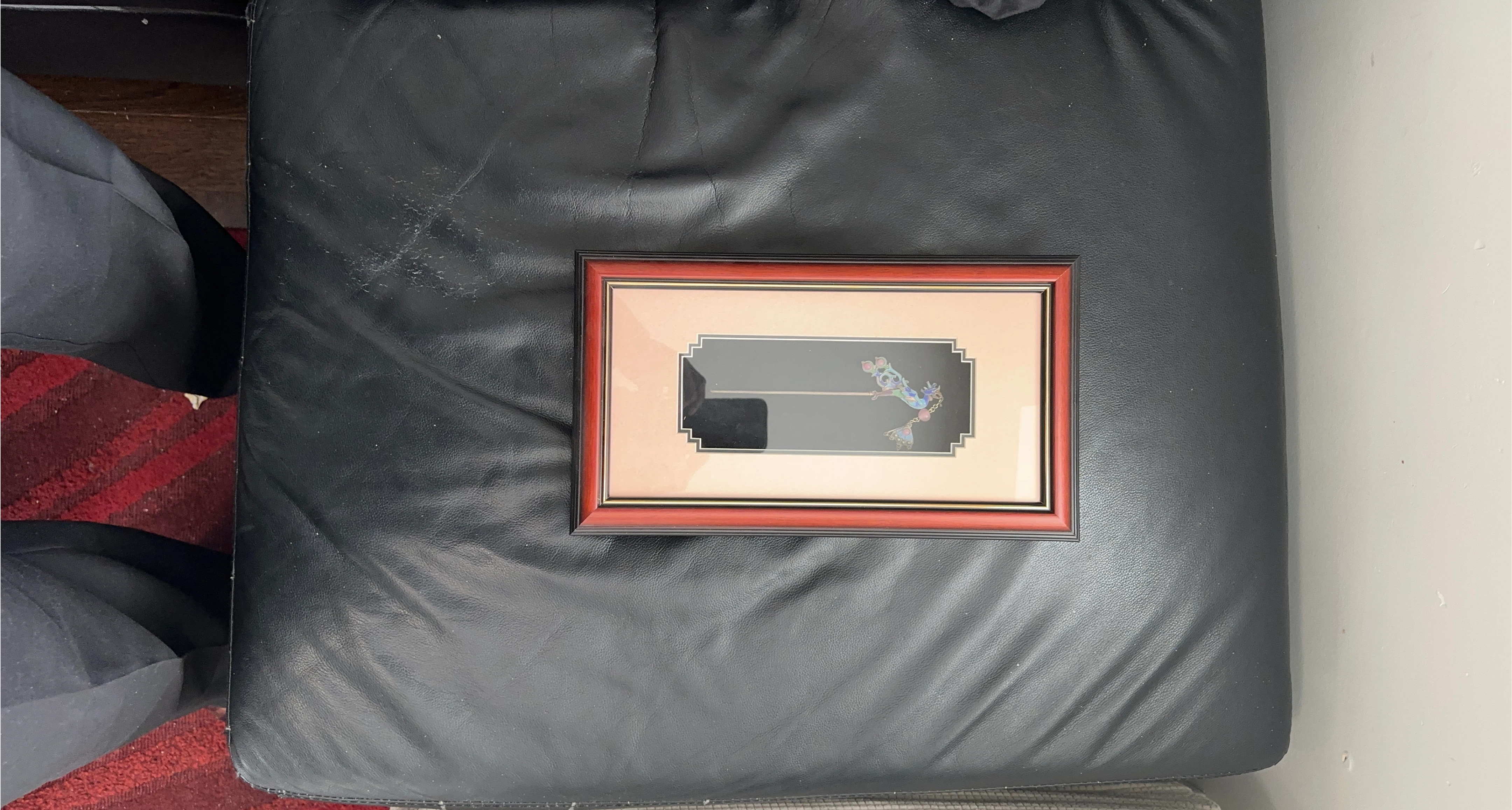 Framed  Chinese Artwork with colourful bird design
