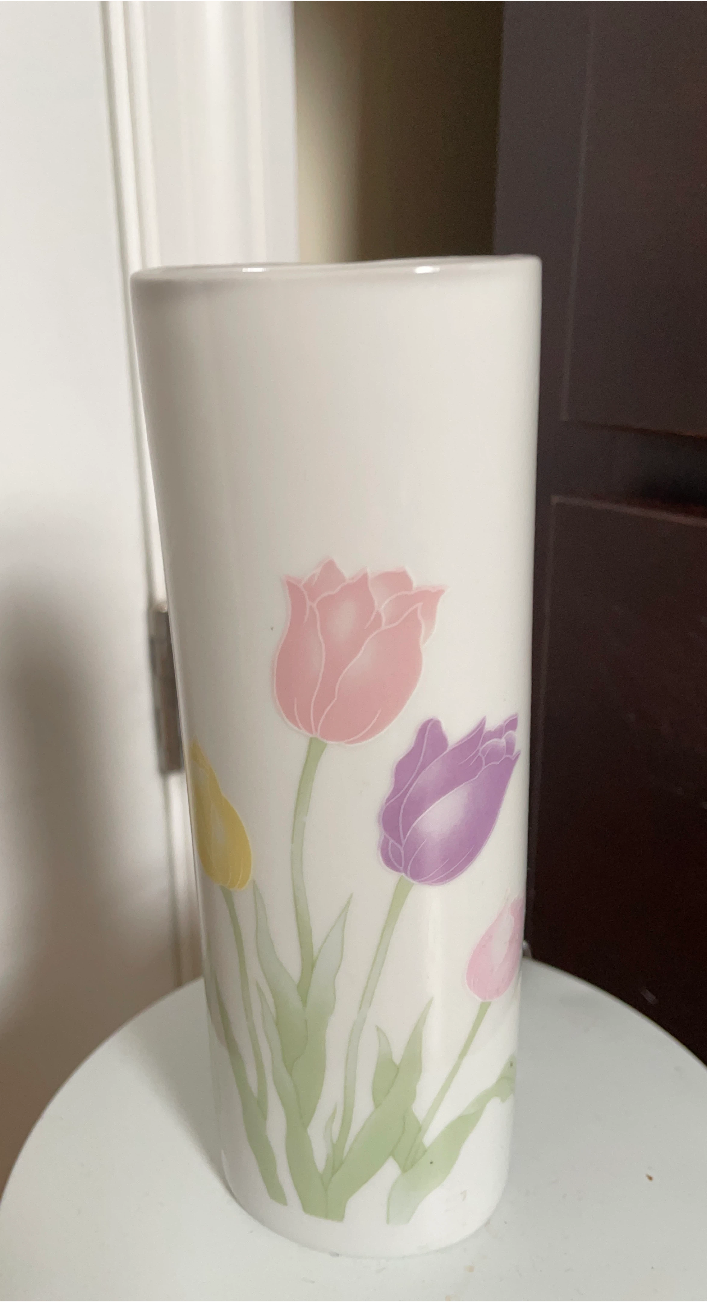 White Vase with Tulip Design