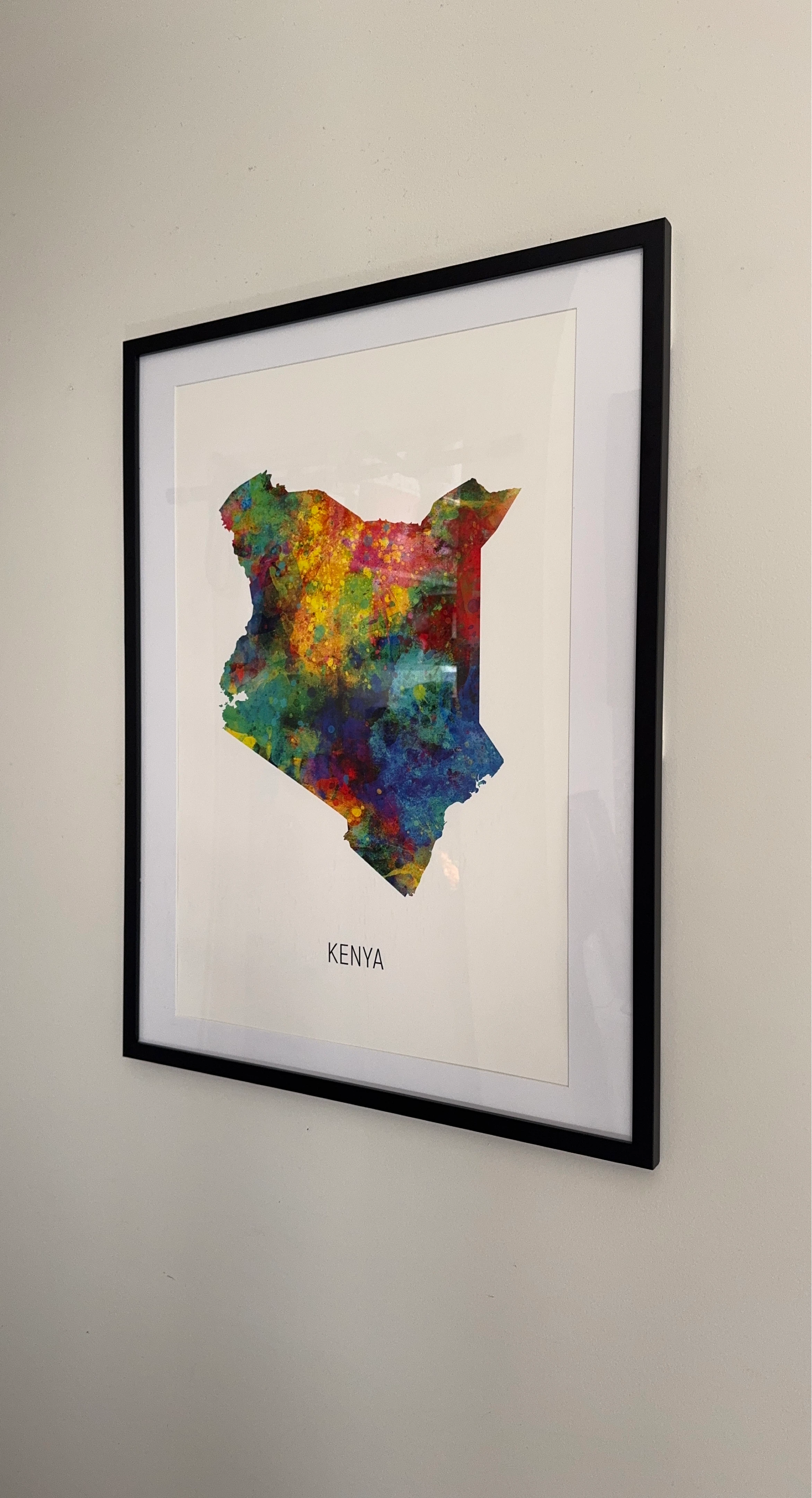 Large professionally Framed Kenya Map Art Print