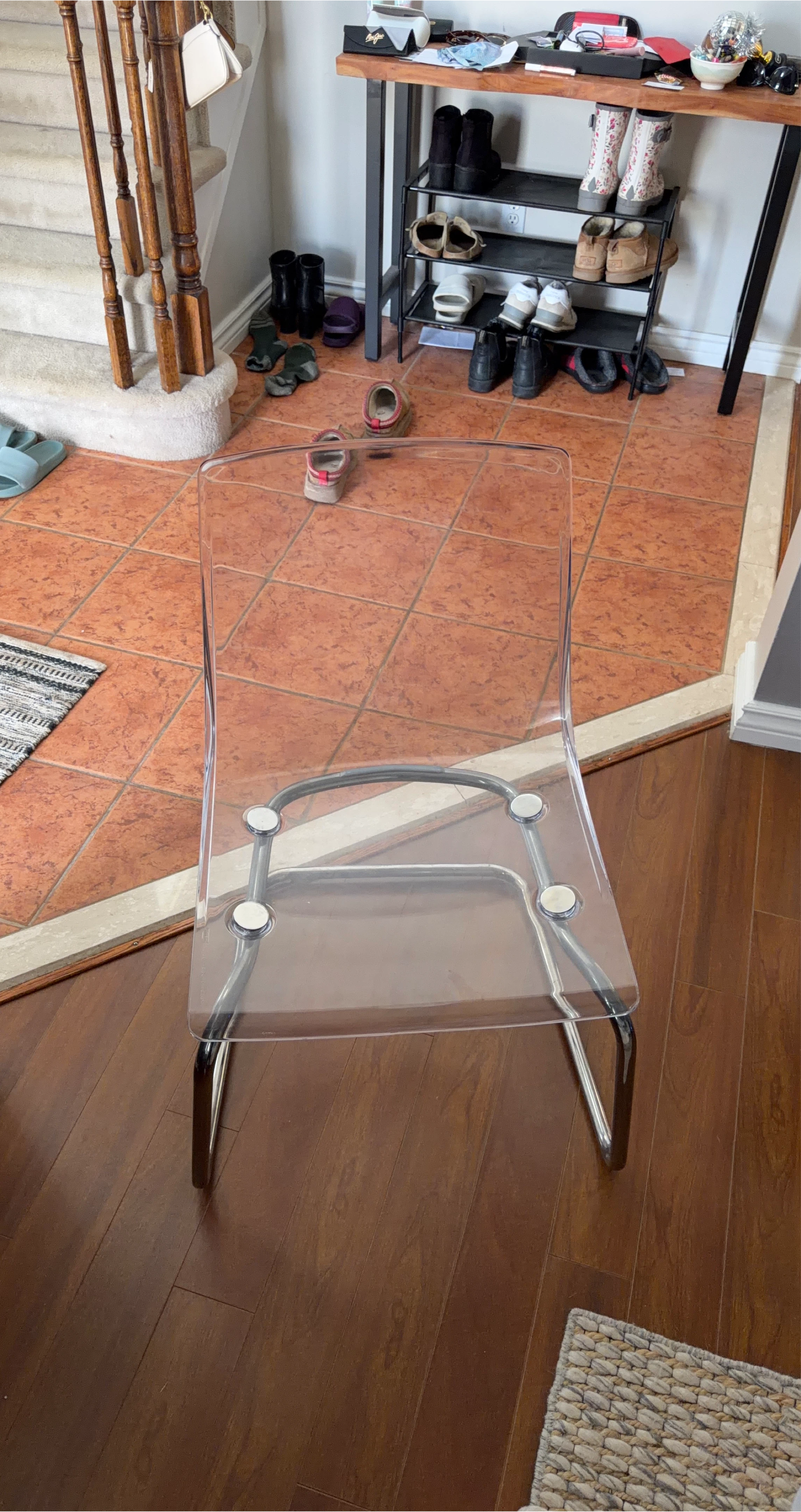 Clear Acrylic Ghost Chair with Chrome Legs