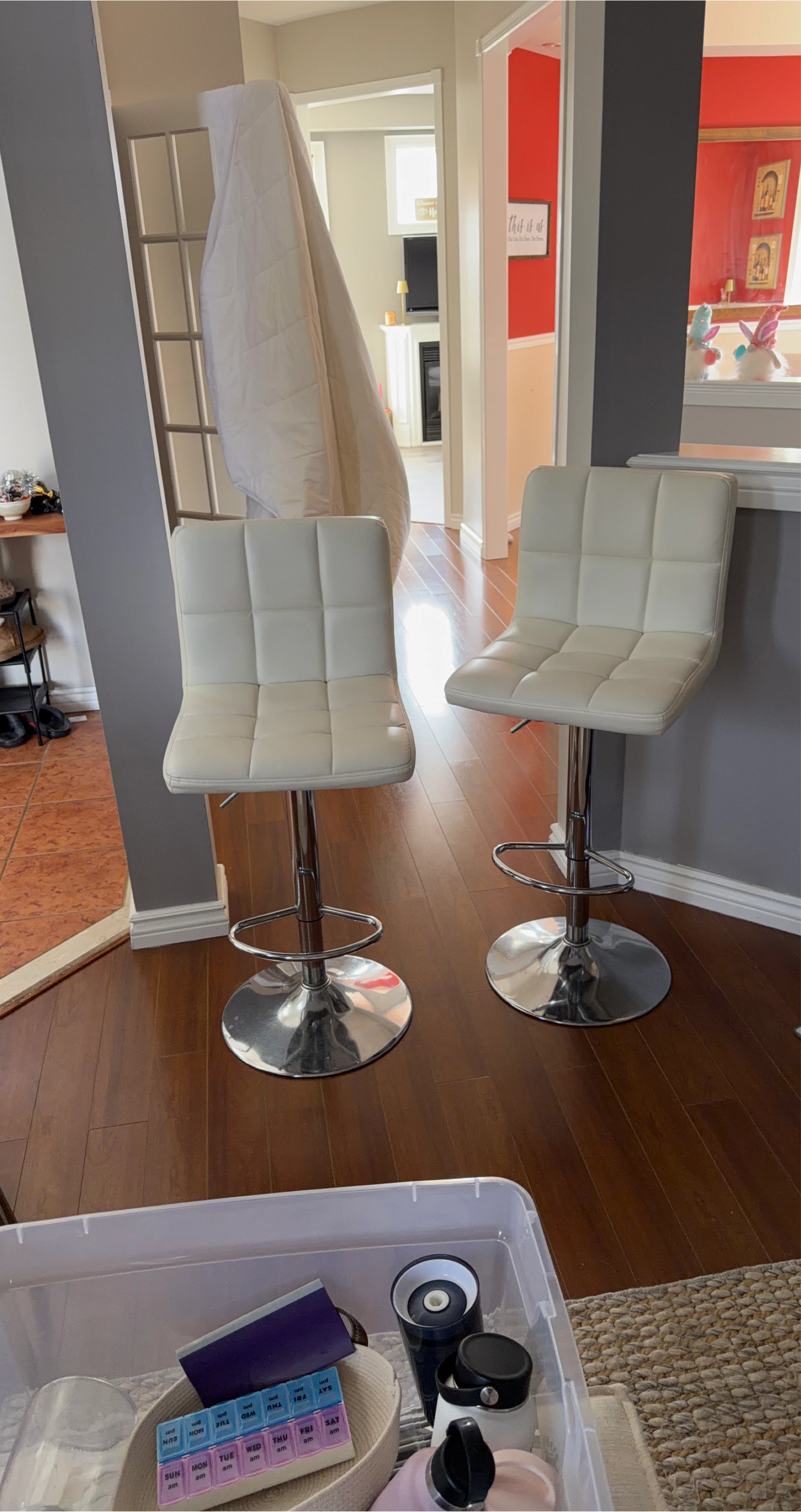 White Faux Leather Bar Stools (Set of 2)