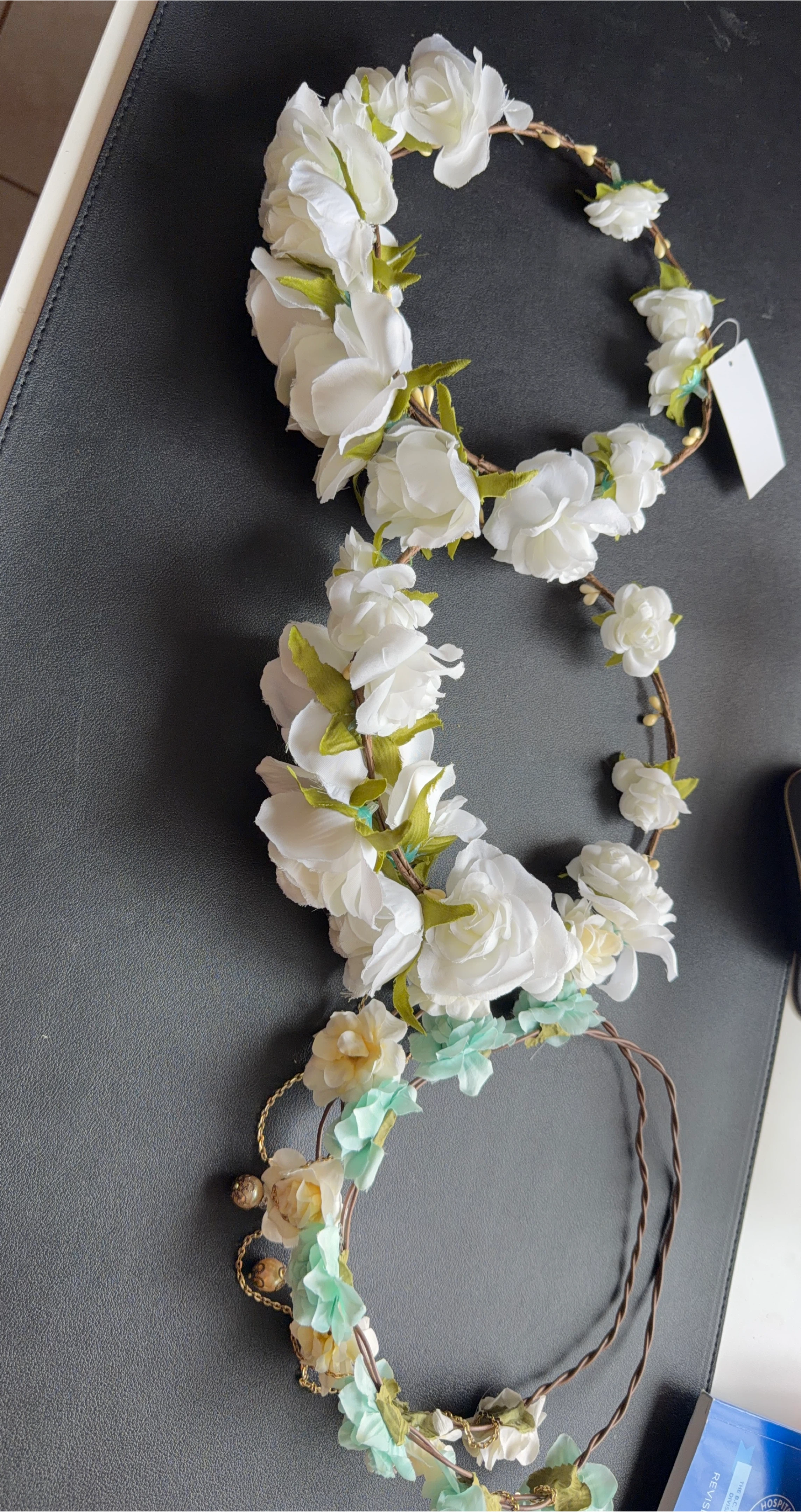 Floral Crown Headbands with White Roses and Accents
