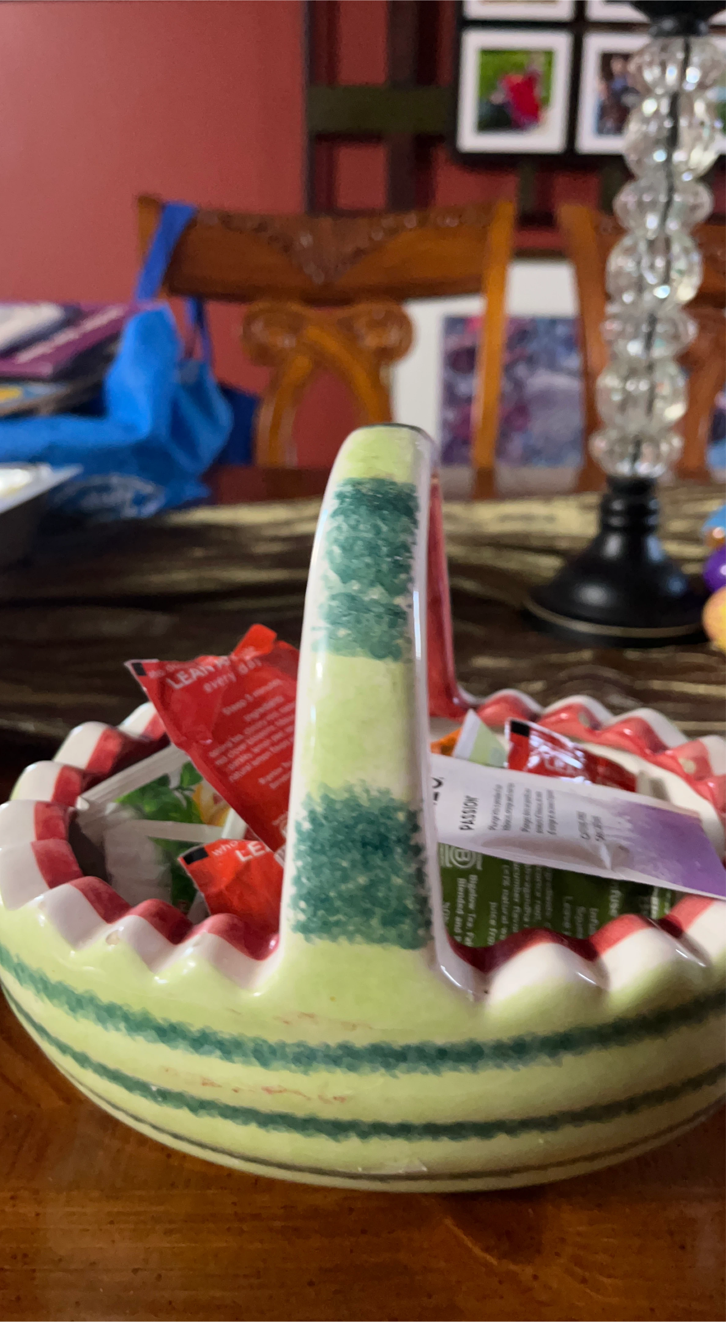 Ceramic Watermelon Basket with Tea Samples