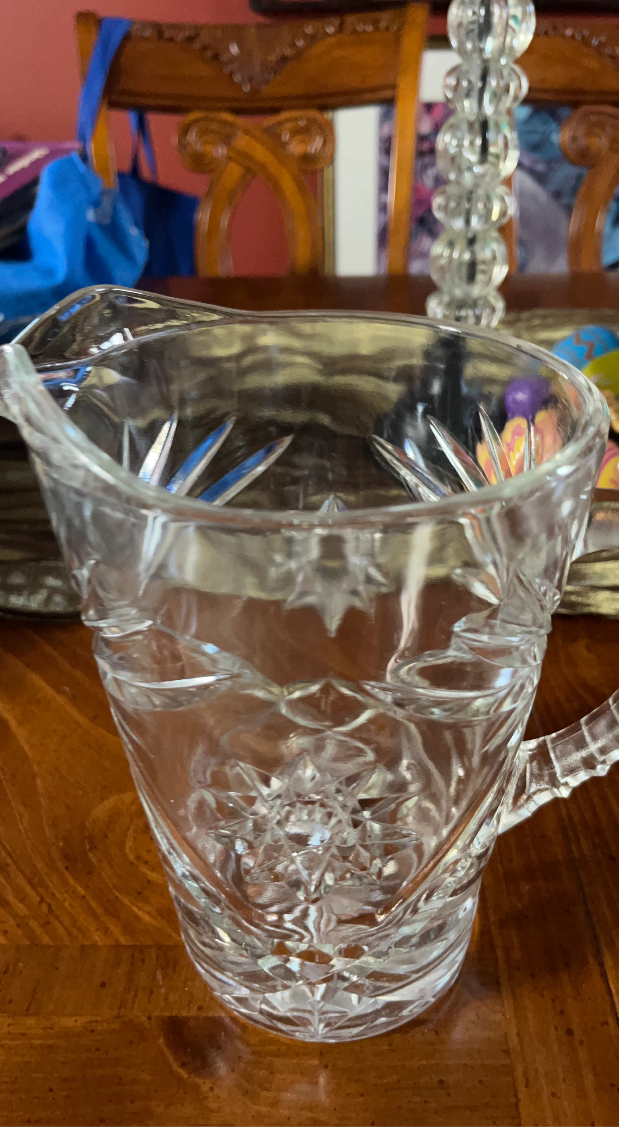 Clear Crystal Pitcher with Embossed Pattern