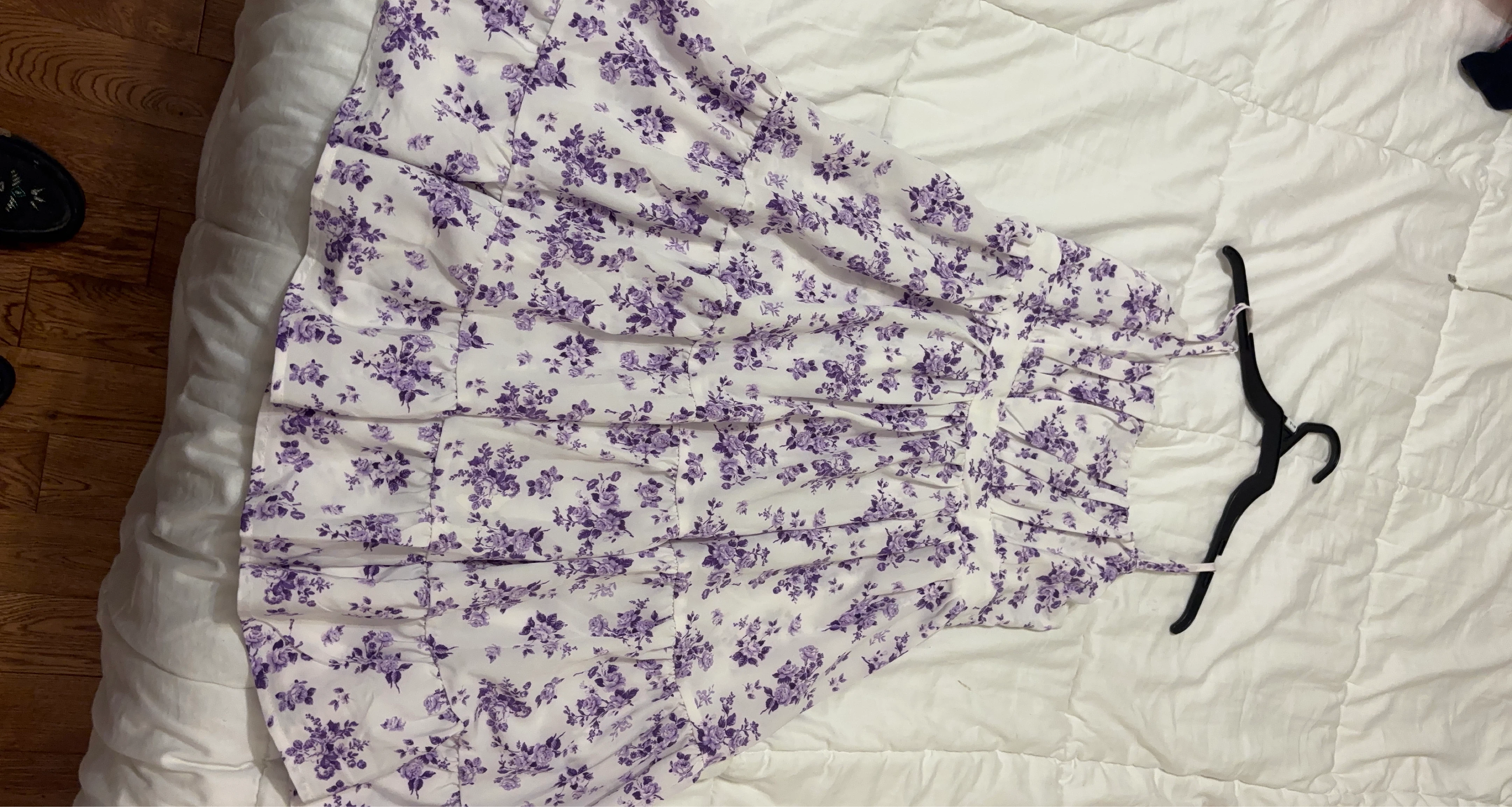White and Purple Floral Sundress