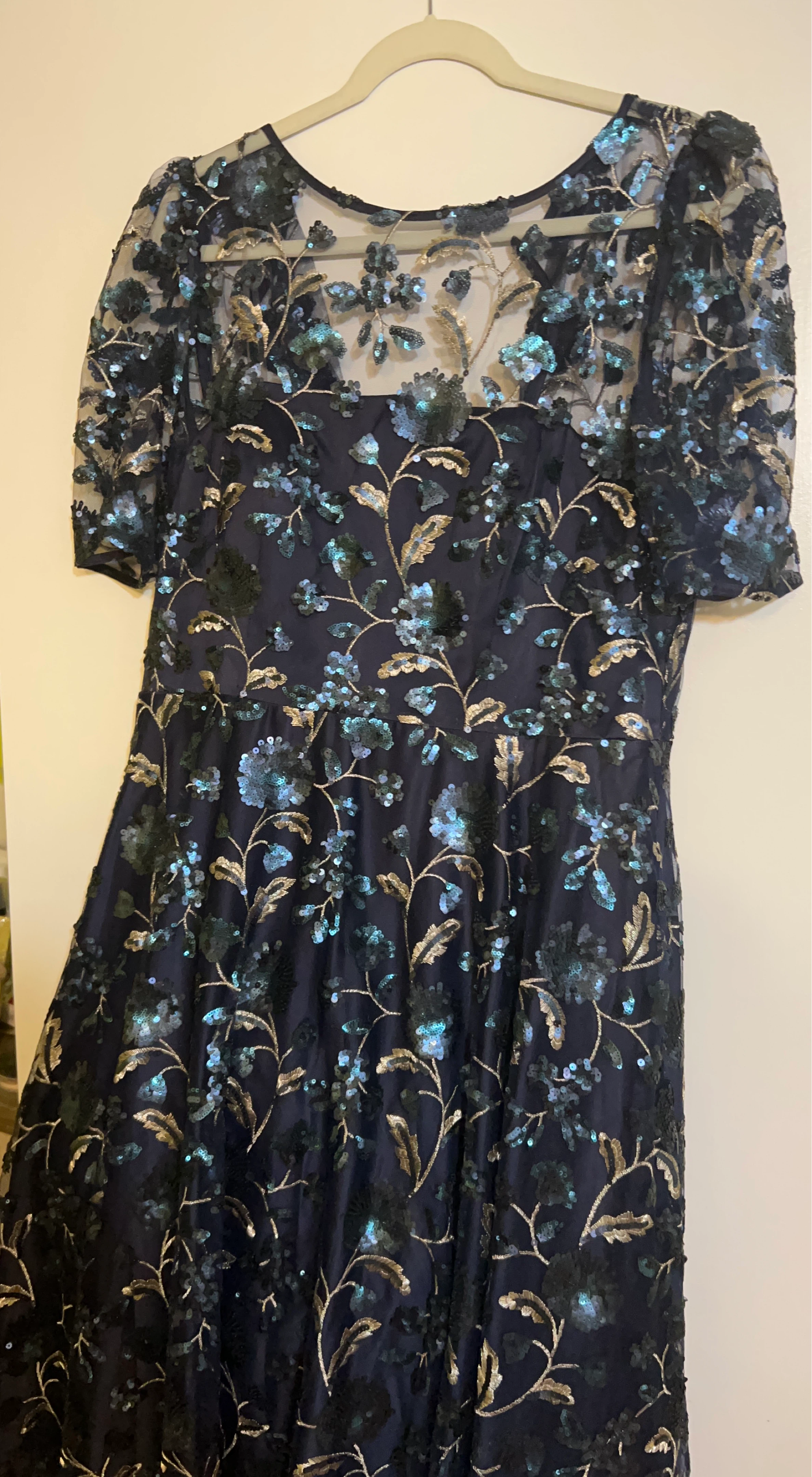 Eliza J Navy Floral Sequin Dress