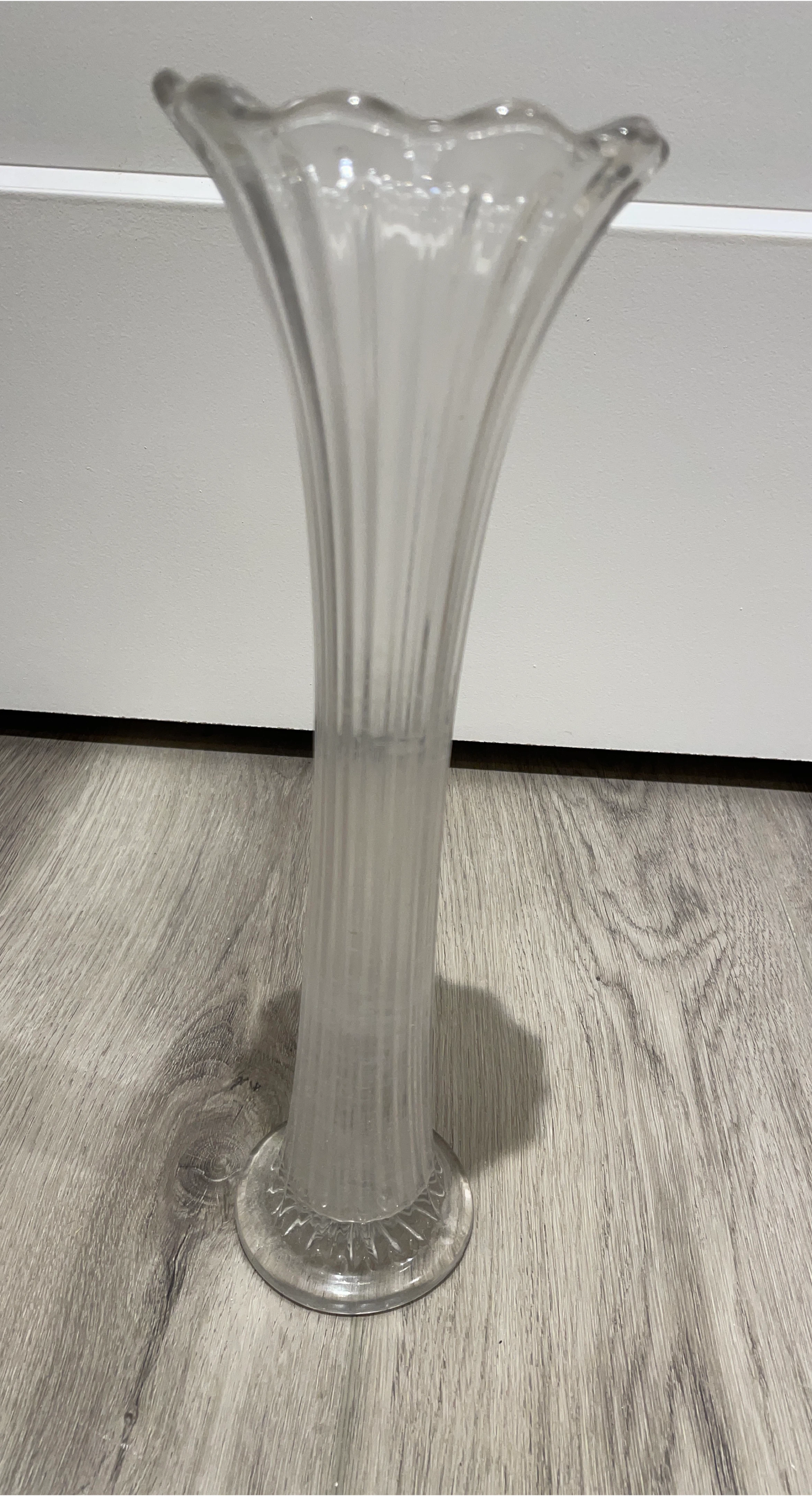 Clear Glass Fluted Vase