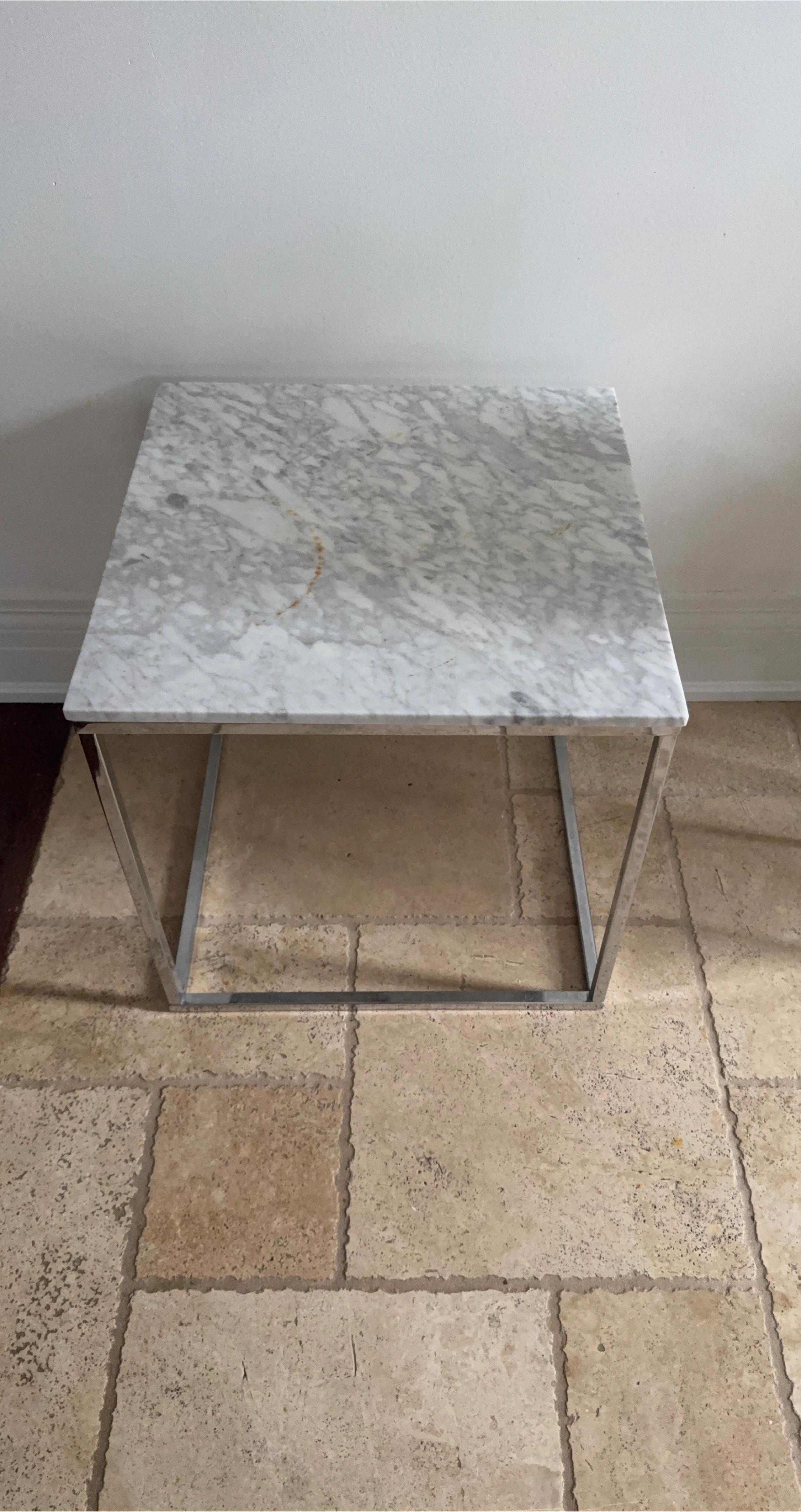 Marble Top Side Table with Metal Frame