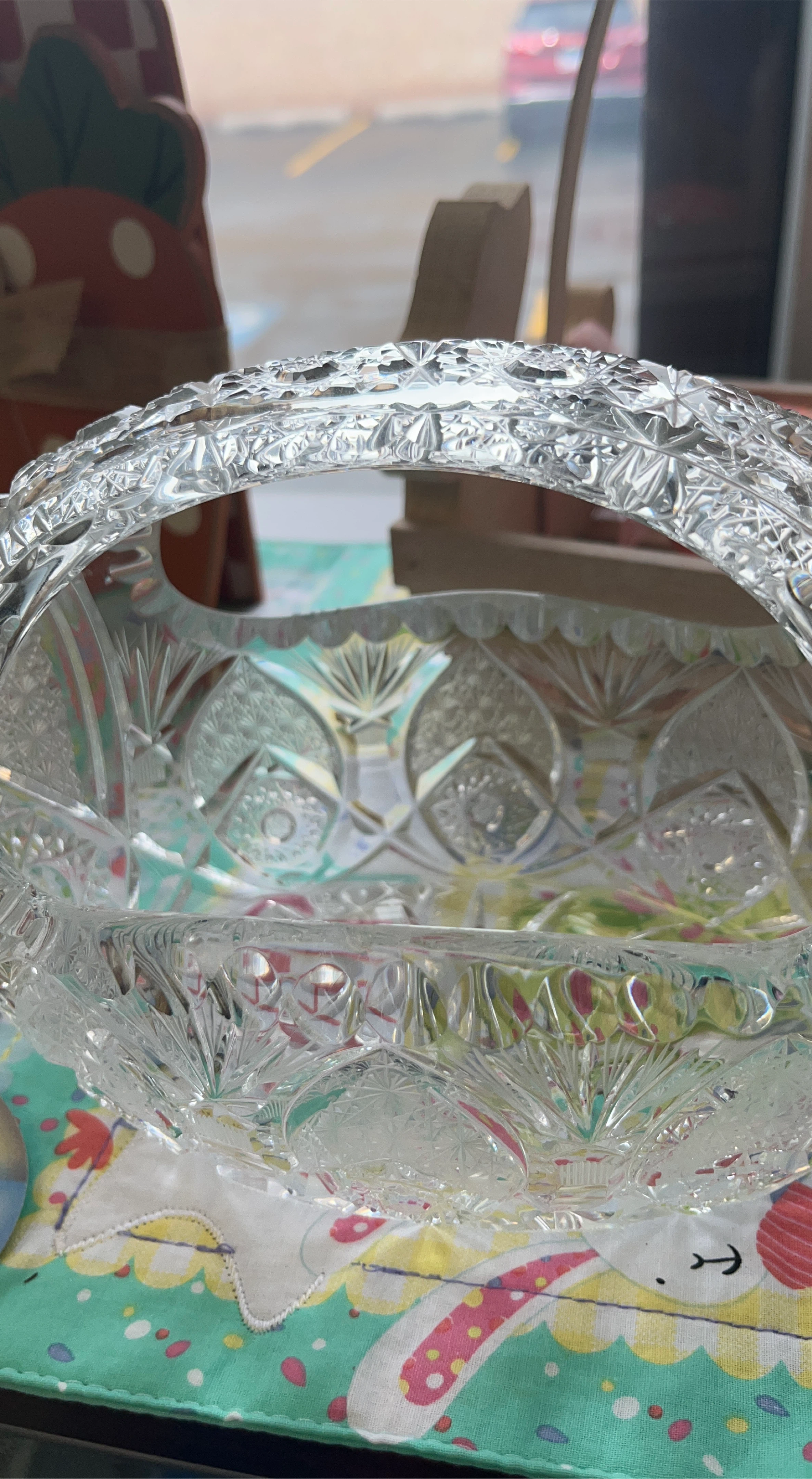 Crystal Cut Glass Footed Bowl