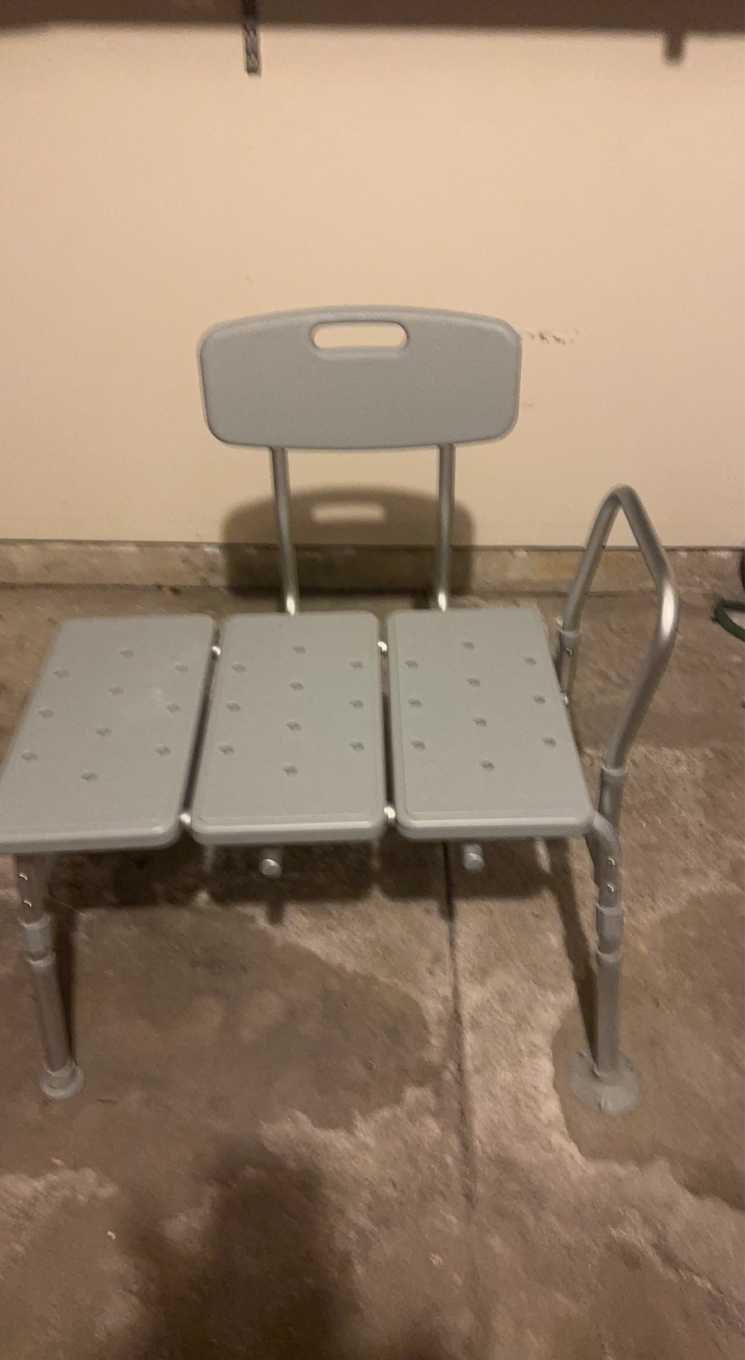 Gray Adjustable Shower Chair with Back and Arms