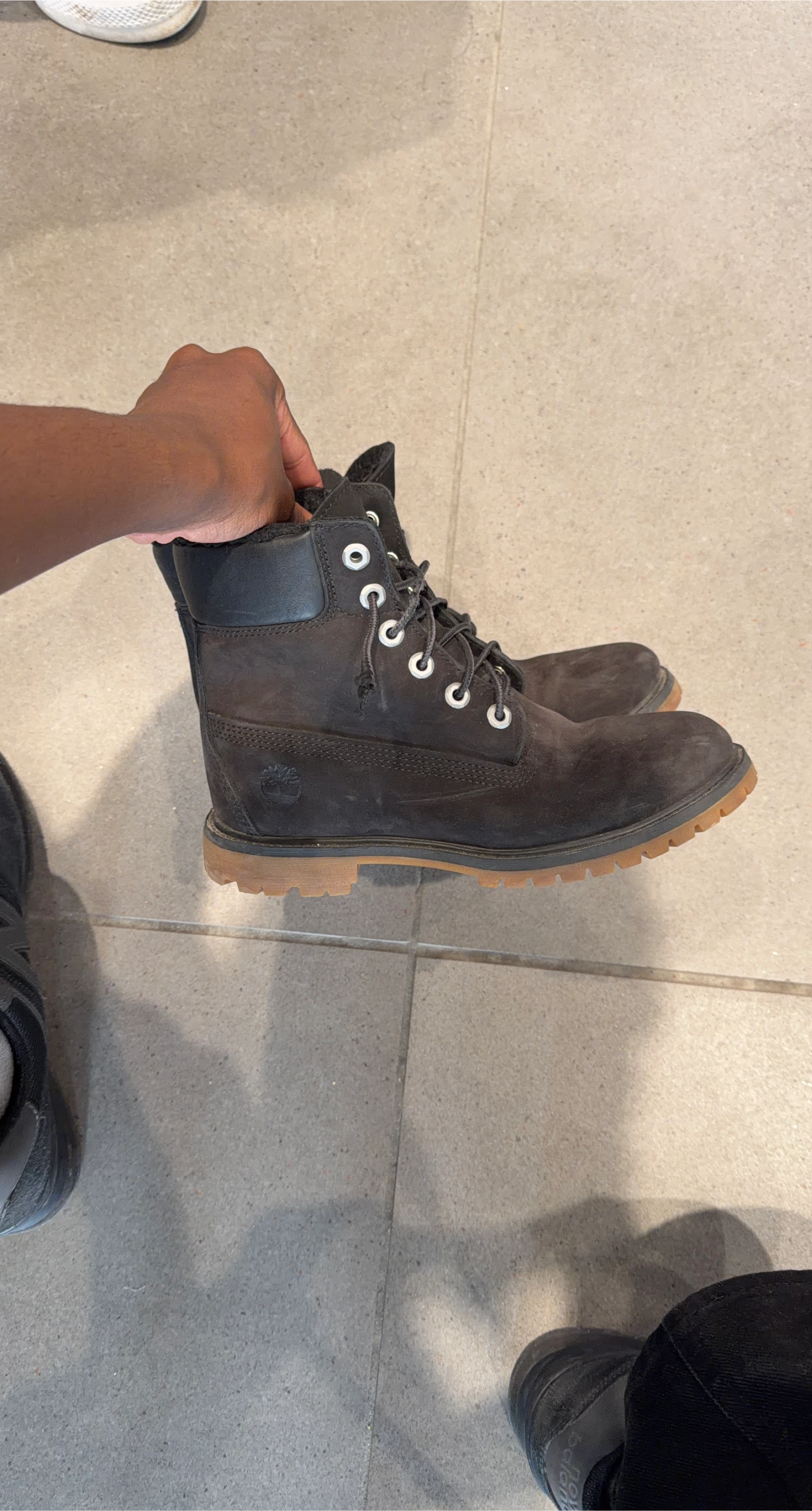 Timberland Black Suede Fur Lined Boots