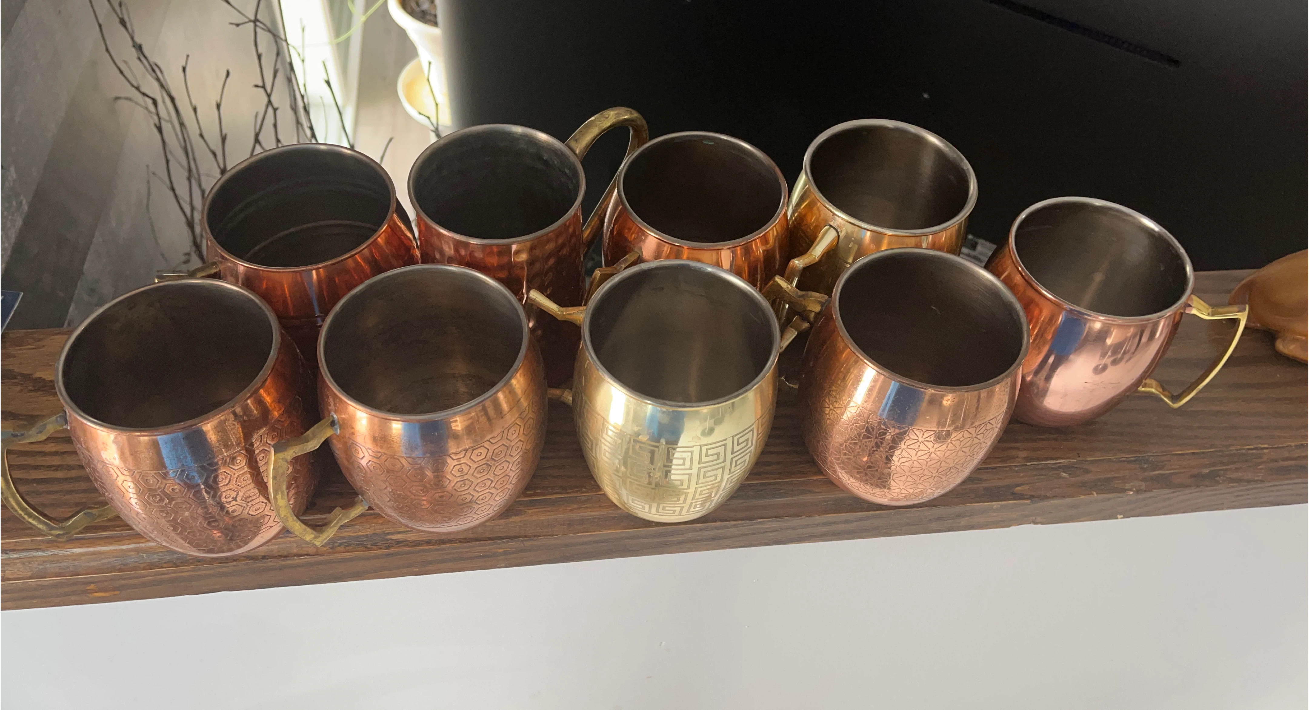 Set of 8 Copper and Brass Moscow Mule Mugs