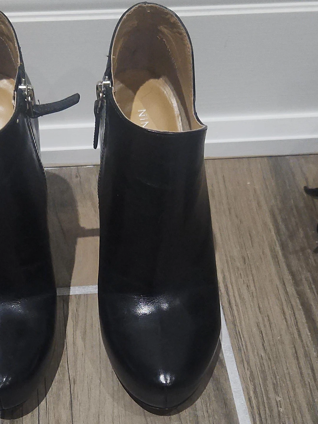 Nine West Black Leather Ankle Boots