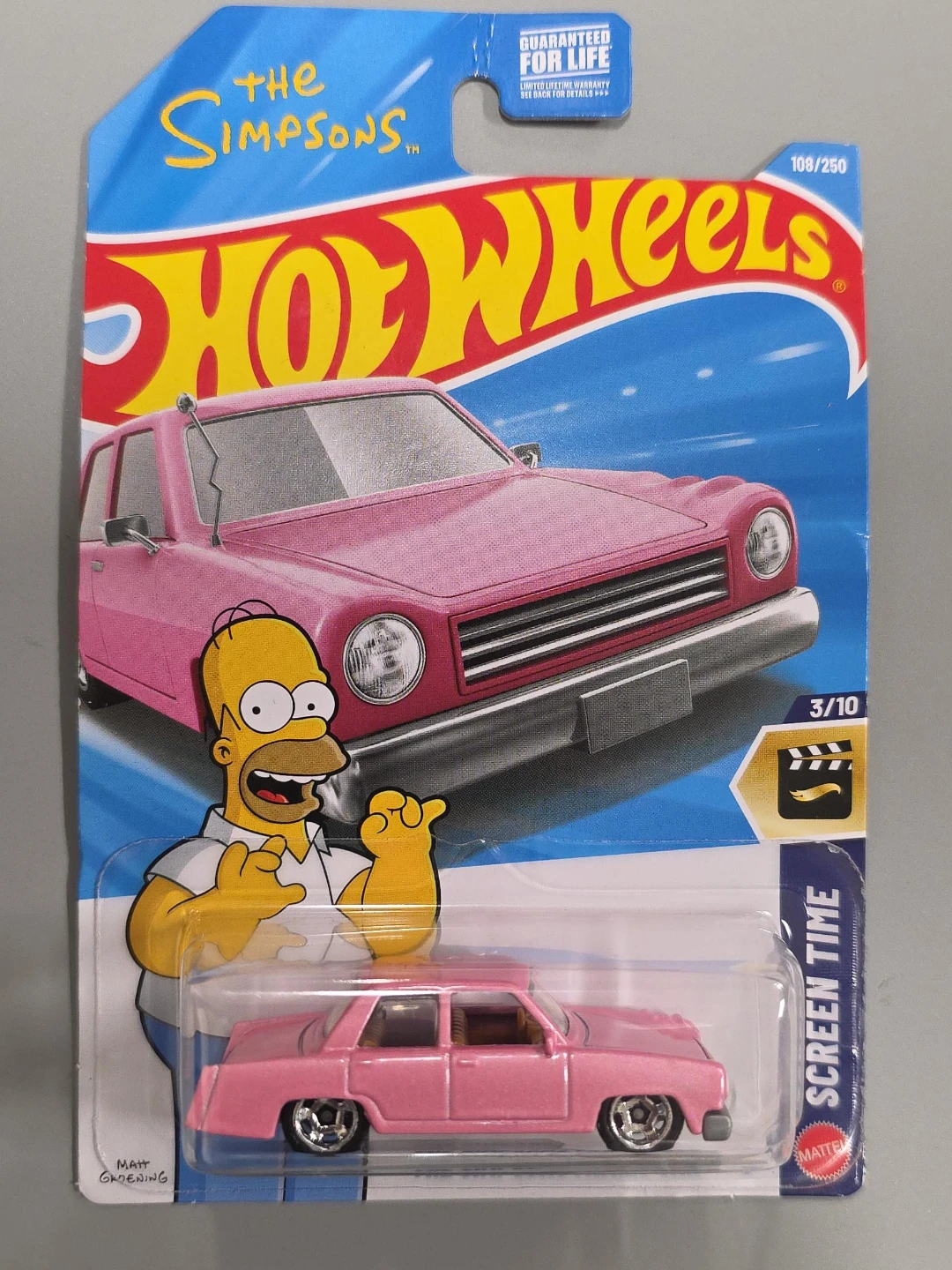 Hot Wheels The Simpsons Screen Time Pink Sedan Toy Car