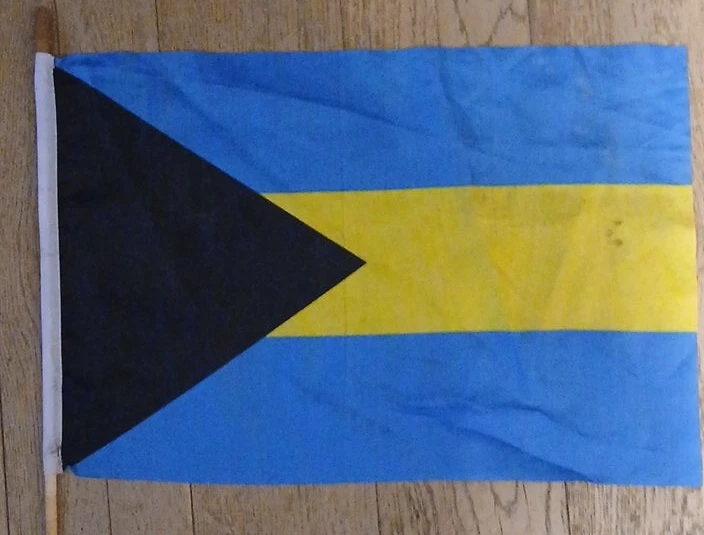 Bahamas Flag with Wooden Stick