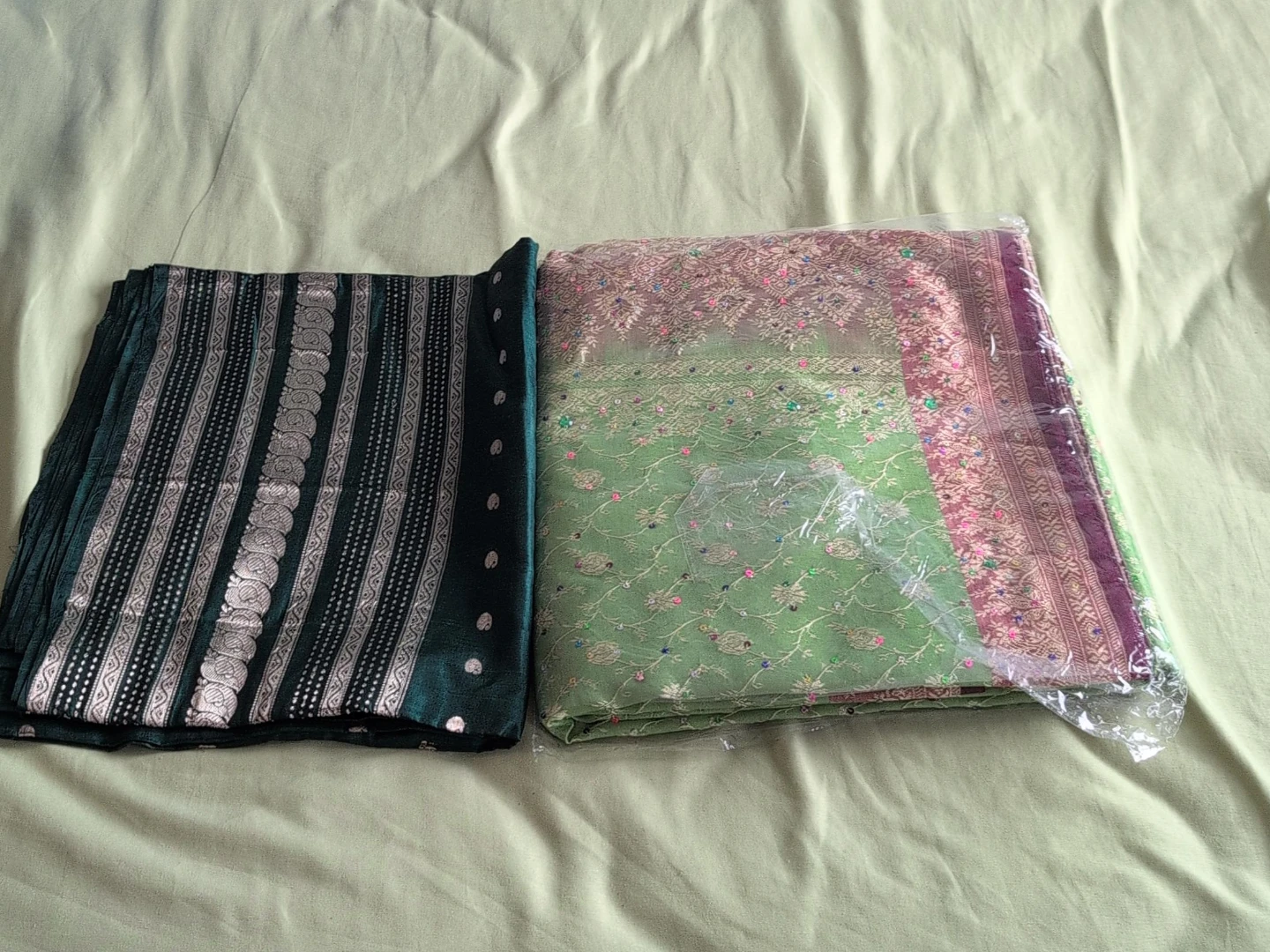 Green Traditional Saree with Detailed Border