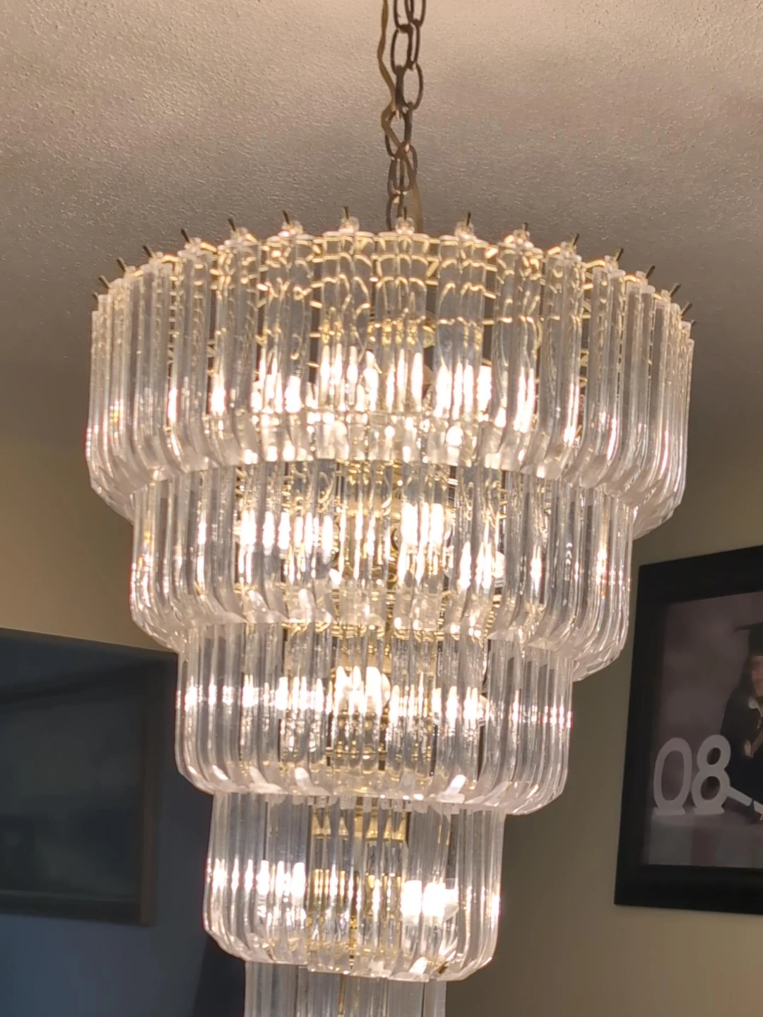 Vintage Tiered Glass Crystal Chandelier