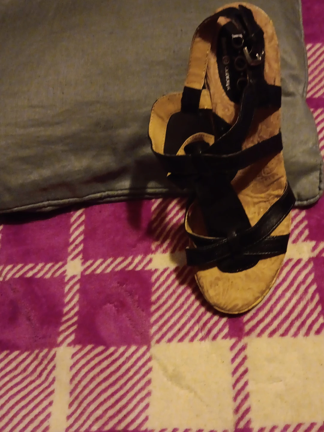 Comfort Plus Black Wedge Sandals