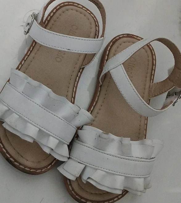 White Ruffle Sandals