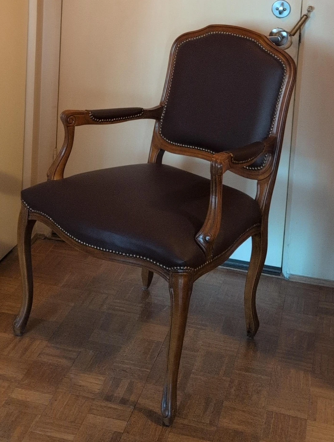 Armchair with Dark Brown Upholstery
