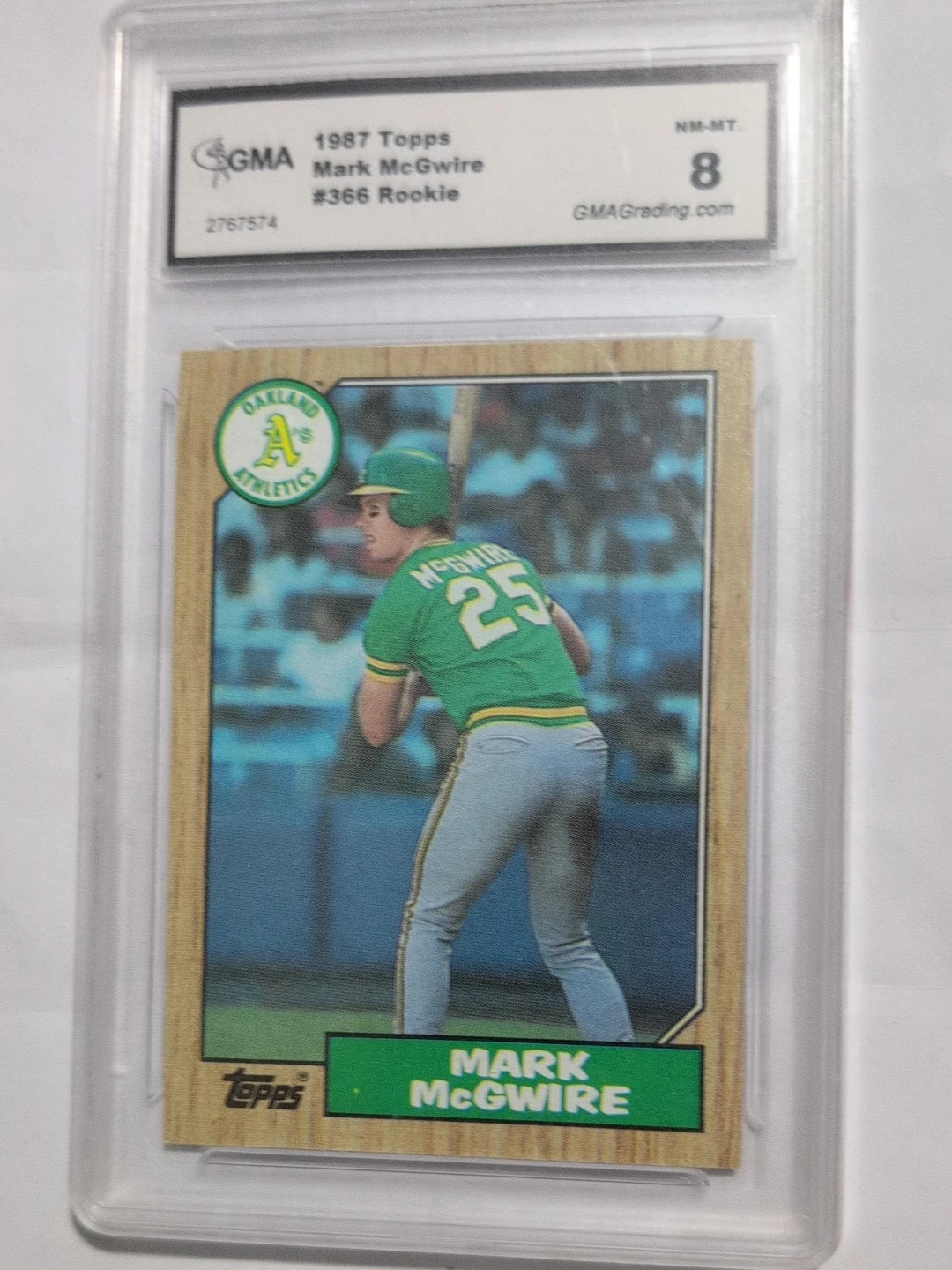 1987 Topps Mark McGwire #366 Rookie Card - GMA Graded 8 NM-MT