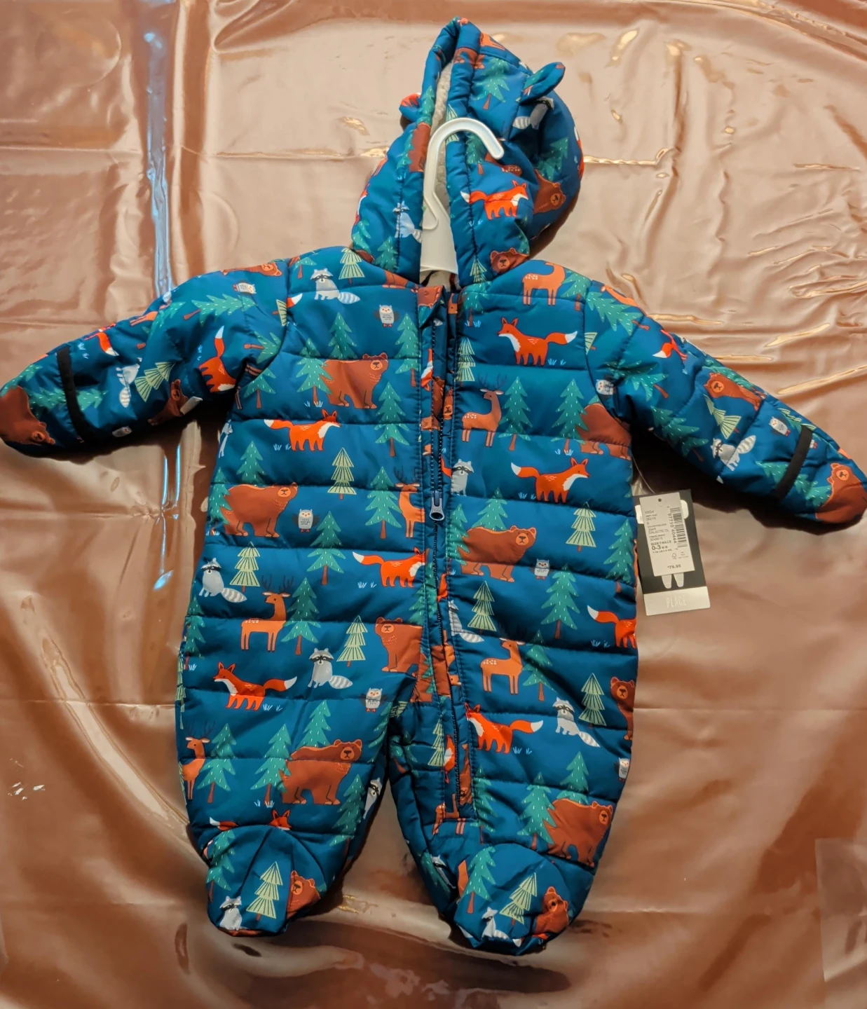 Kids' Puffer Snowsuit - Forest Animals Print