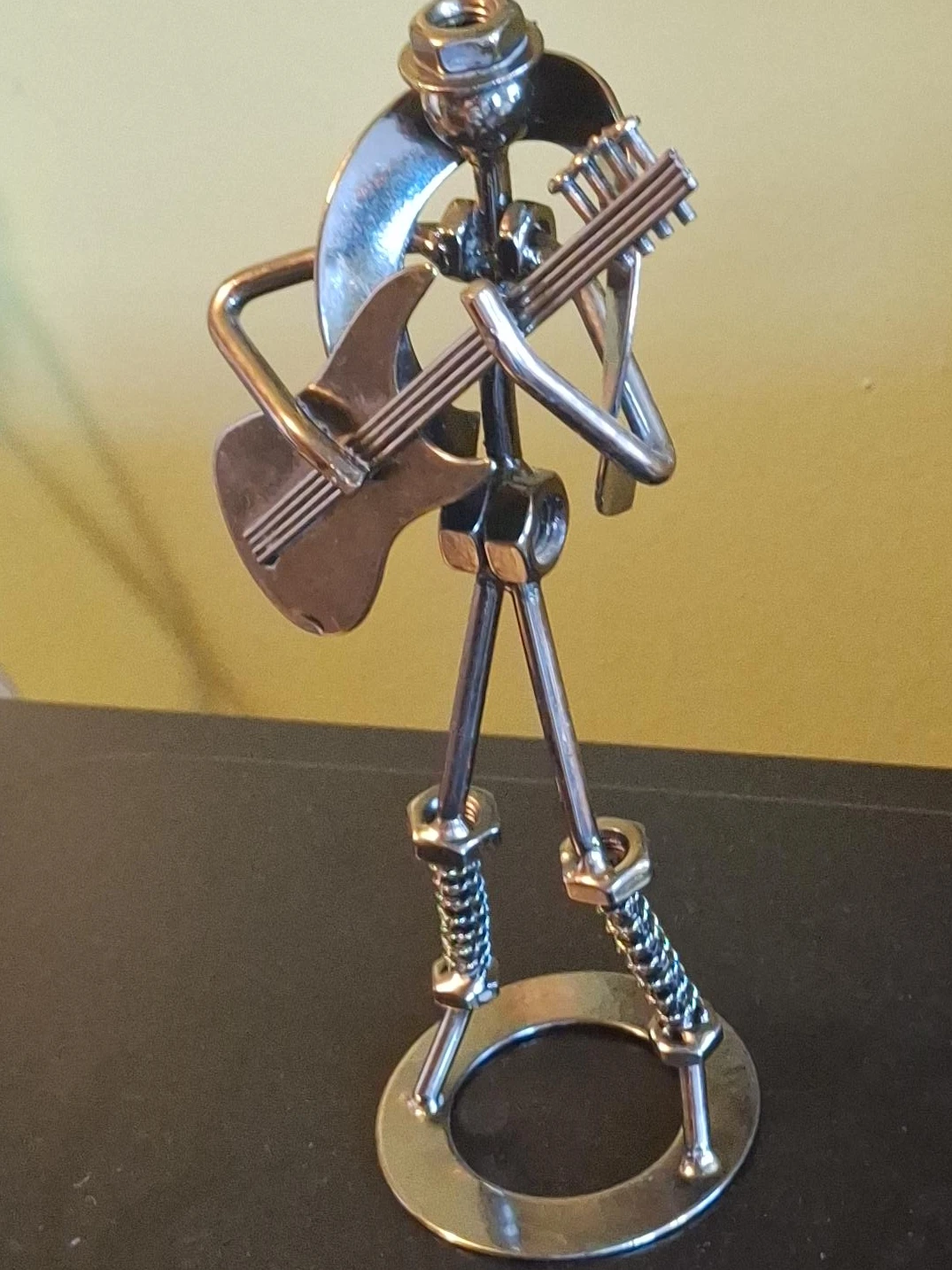 Metal Nut and Bolt Sculpture - Guitar Player