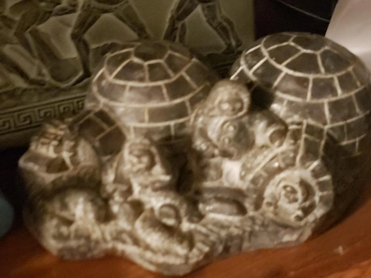 Carved Stone Igloo and Figures Sculpture