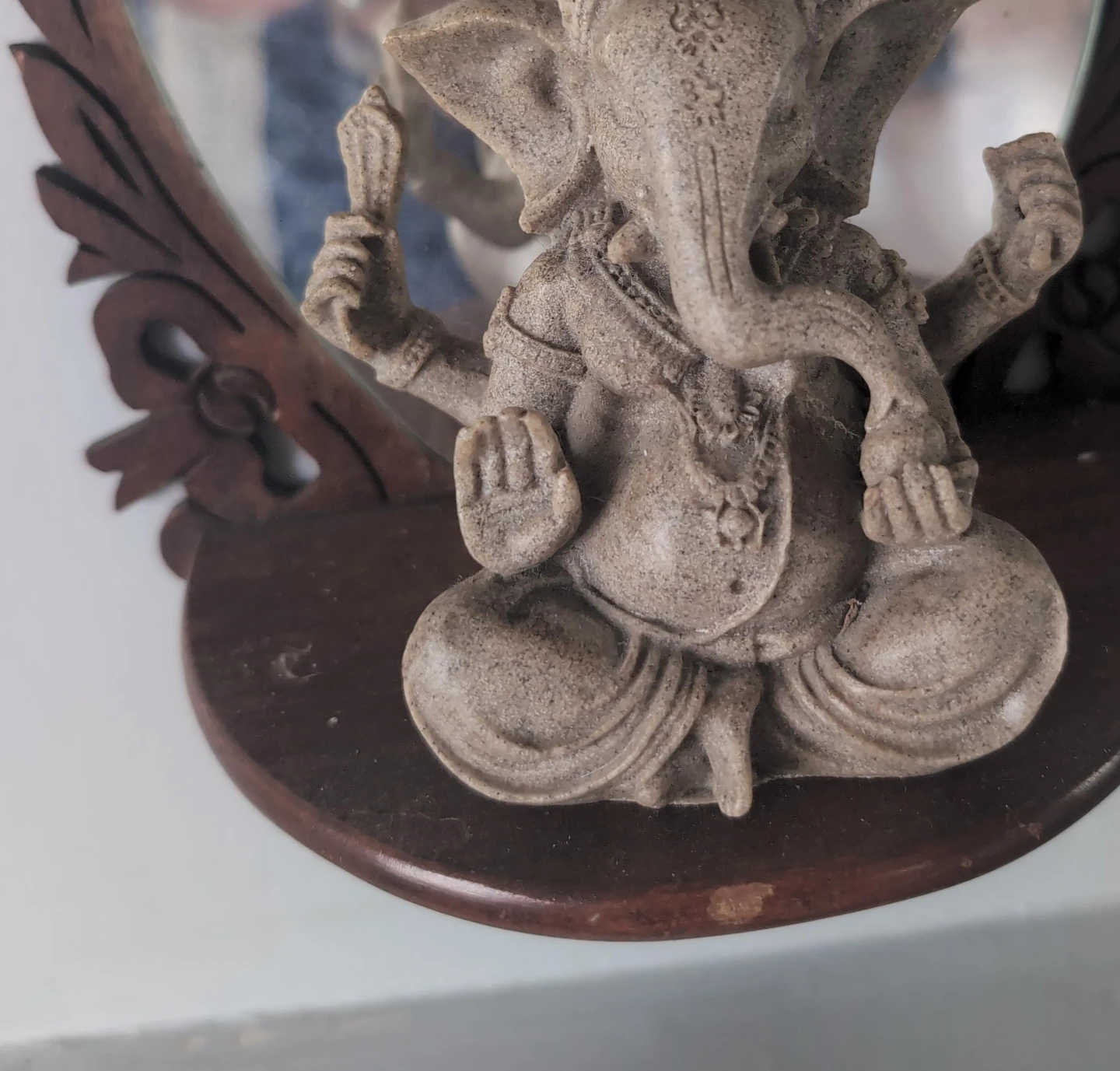 Ganesha Figurine on Wooden Base