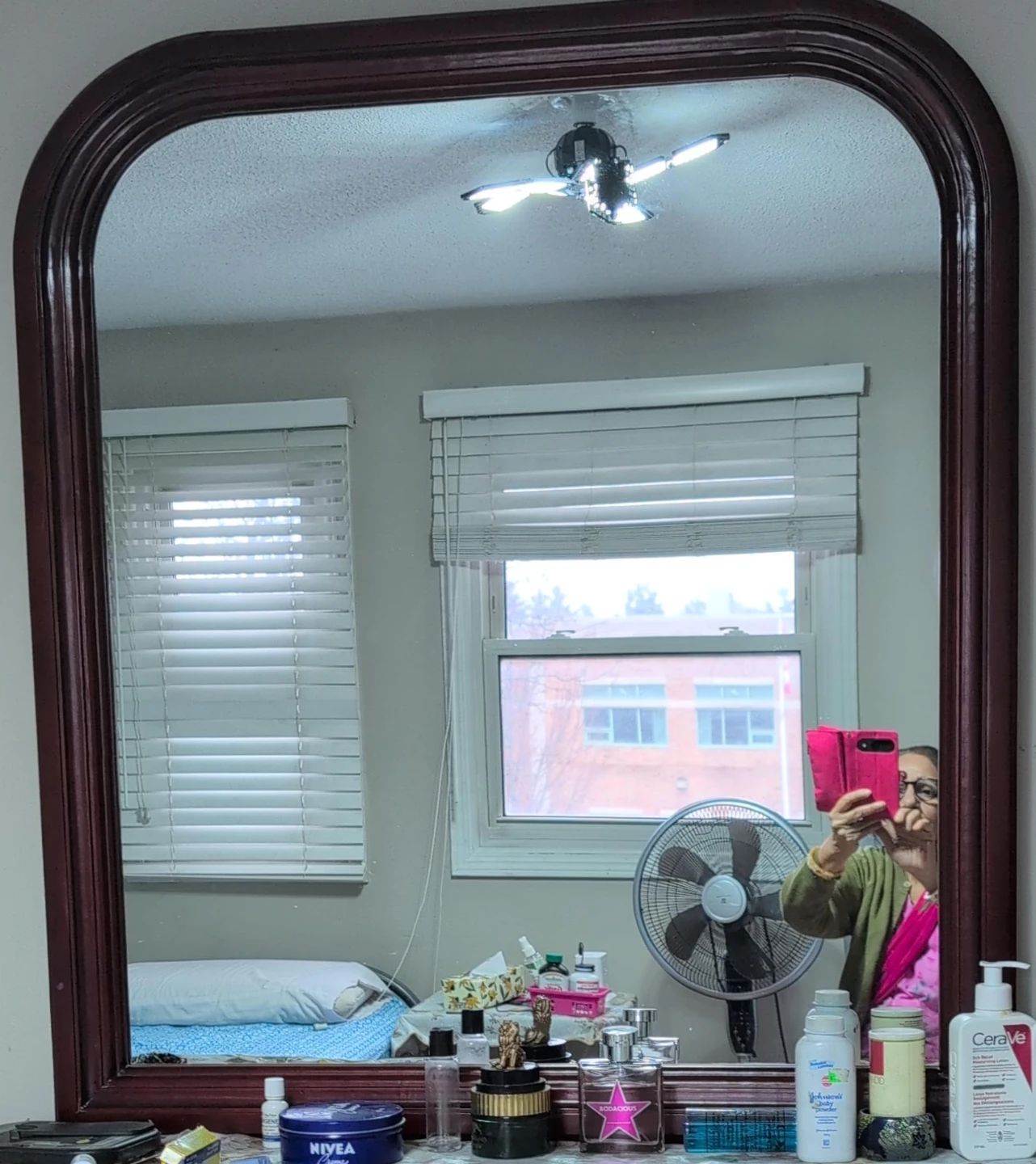 Mahogany Finish Arch Top Mirror