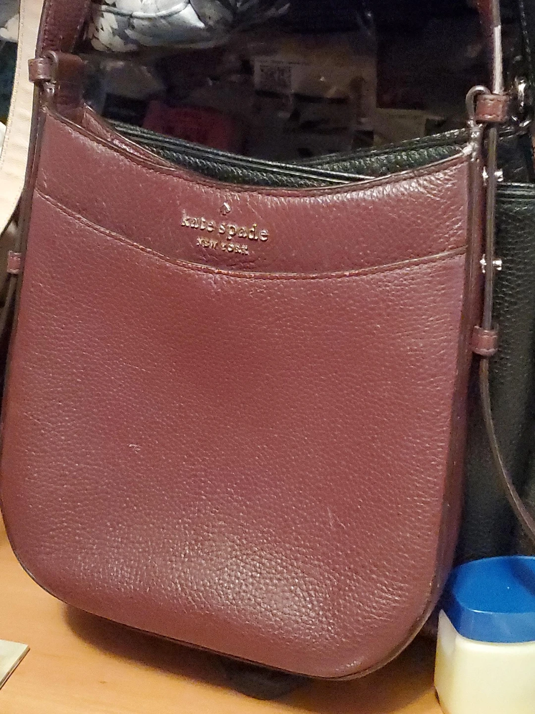 Kate Spade New York Leather Crossbody Bag - Burgundy