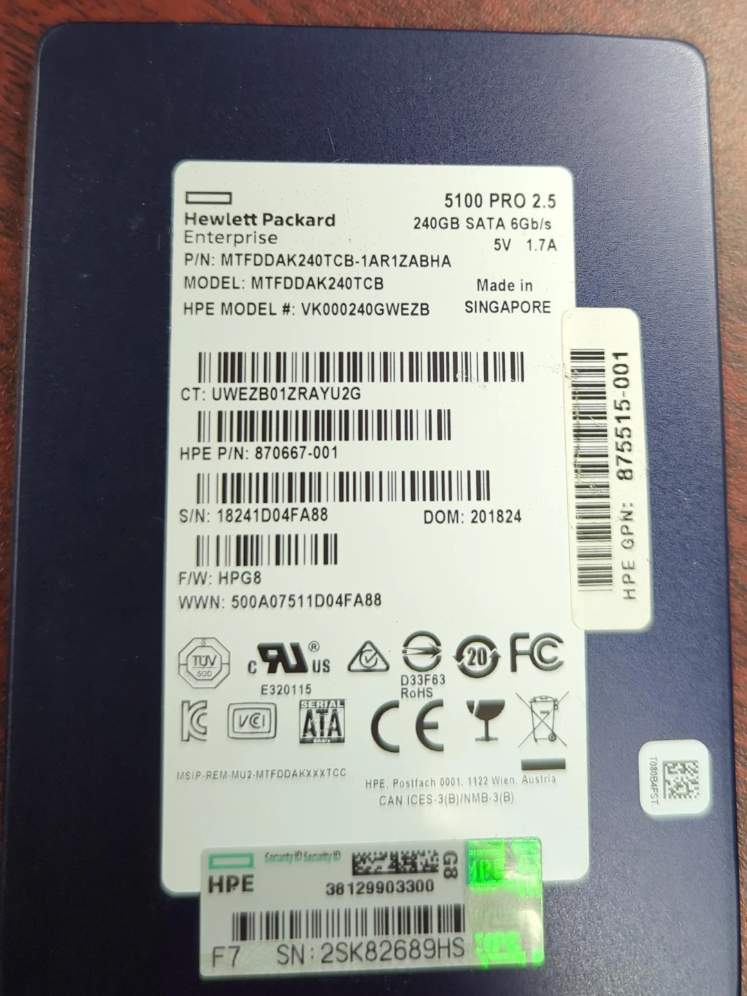Hpe 5100 Pro 2.5" 240GB SSD