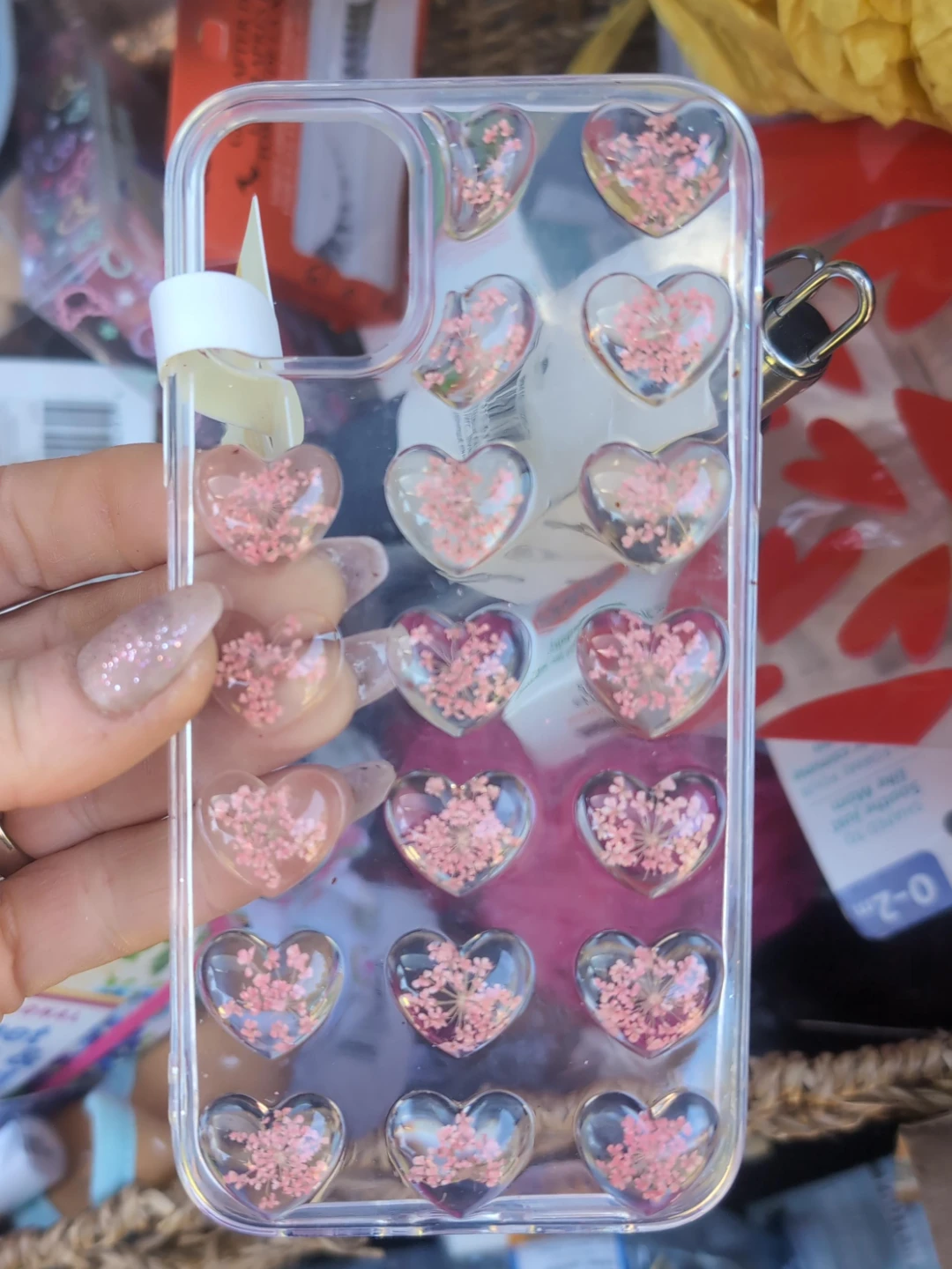 Clear Heart Flower Phone Case