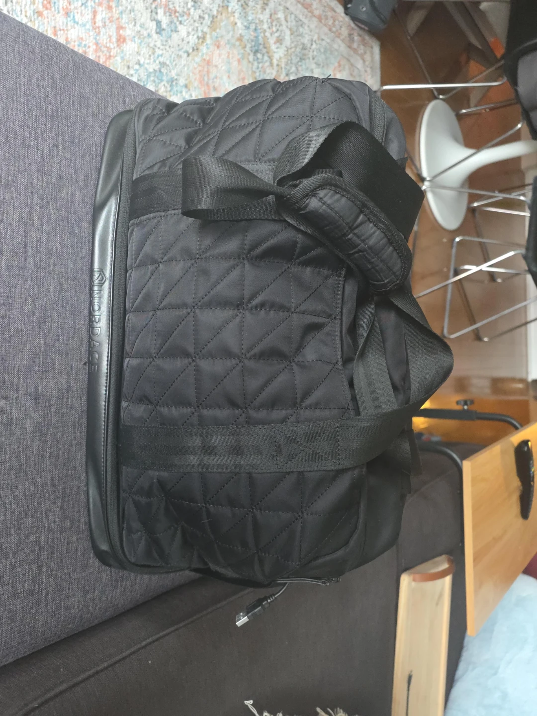 Black Quilted Duffle Bag