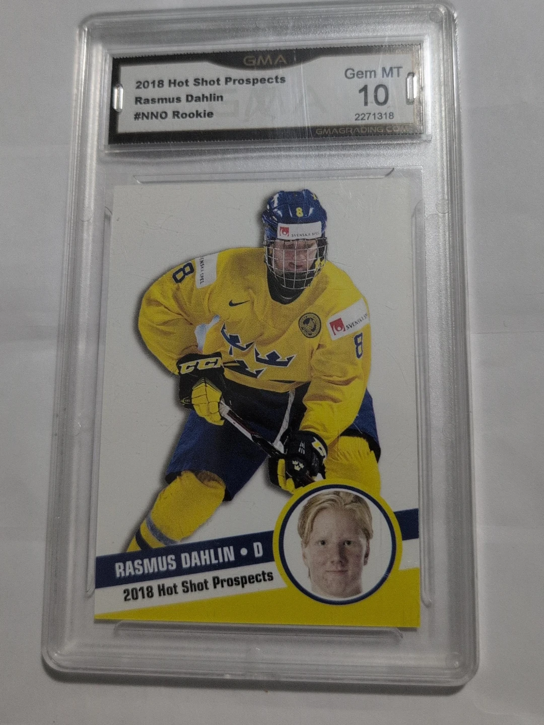 Rasmus Dahlin 2018 Hot Shot Prospects Hockey Card GMA